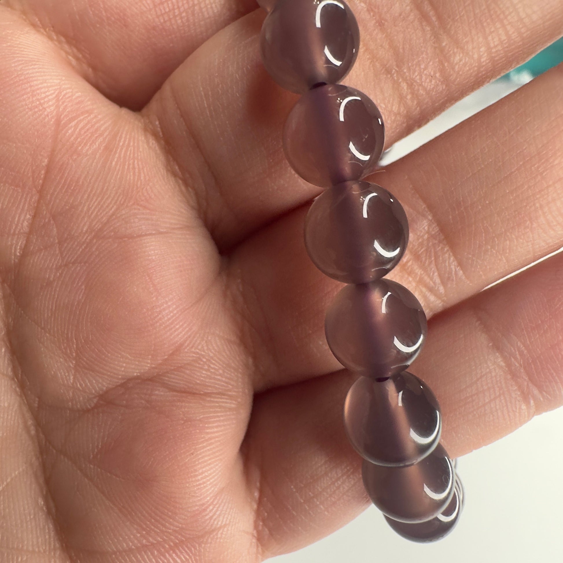 Dark Purple Chalcedony Bracelet High-Quality Crystal Jewelry Beads in 8mm