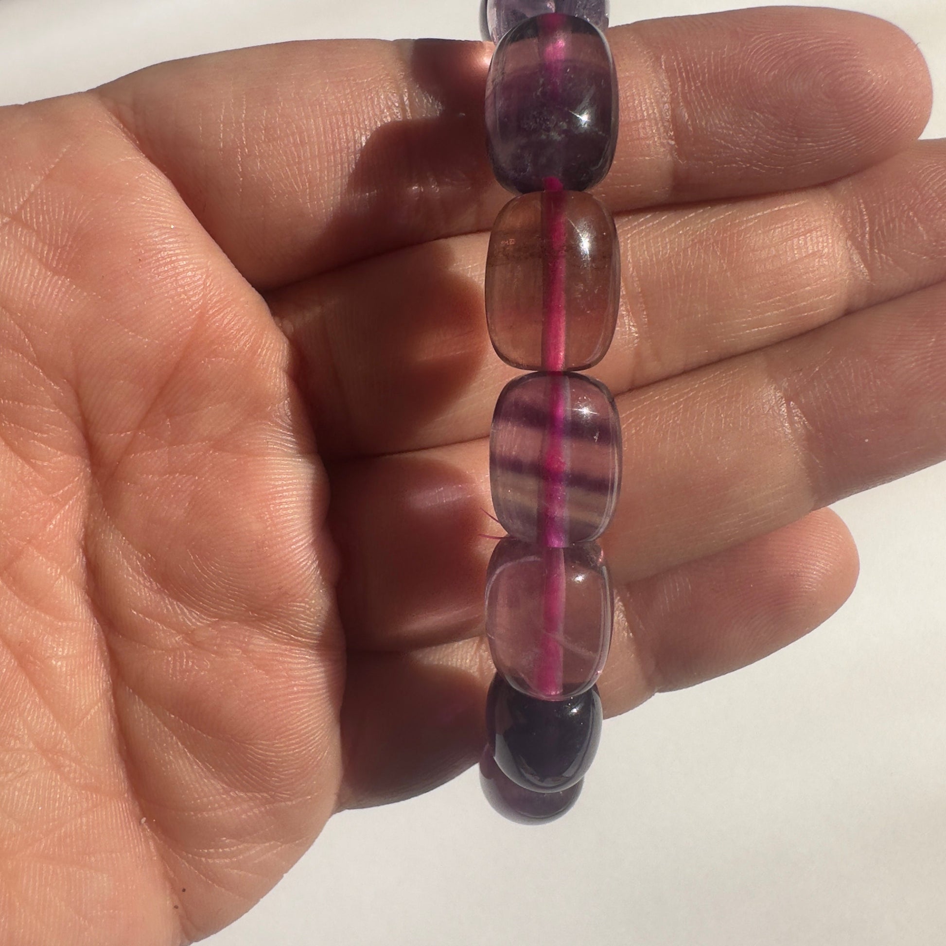 Barrel Fluorite Bracelet With Banding High-Quality Crystal Jewelry Beads in 8.8mm