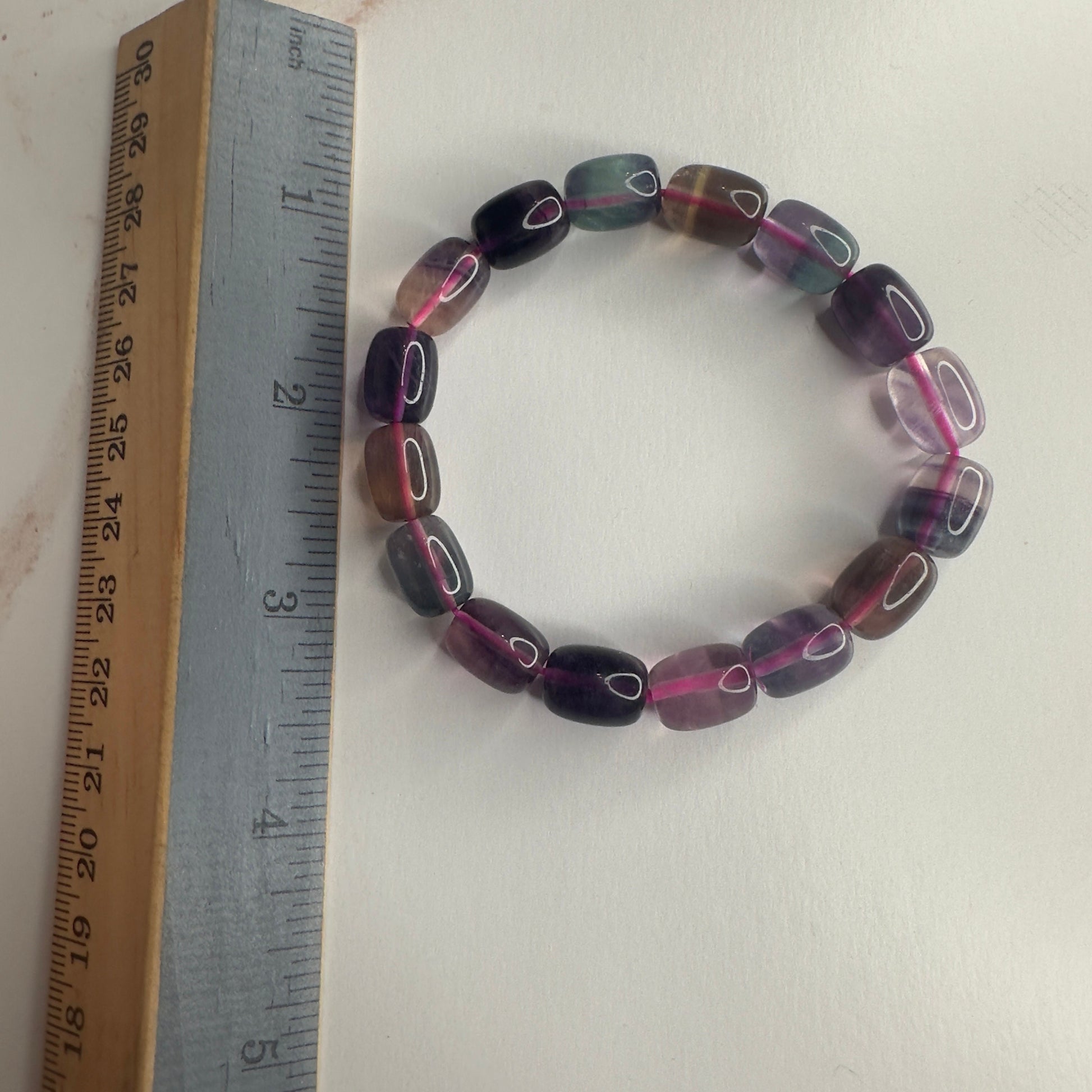 Barrel Fluorite Bracelet With Banding High-Quality Crystal Jewelry Beads in 8.8mm