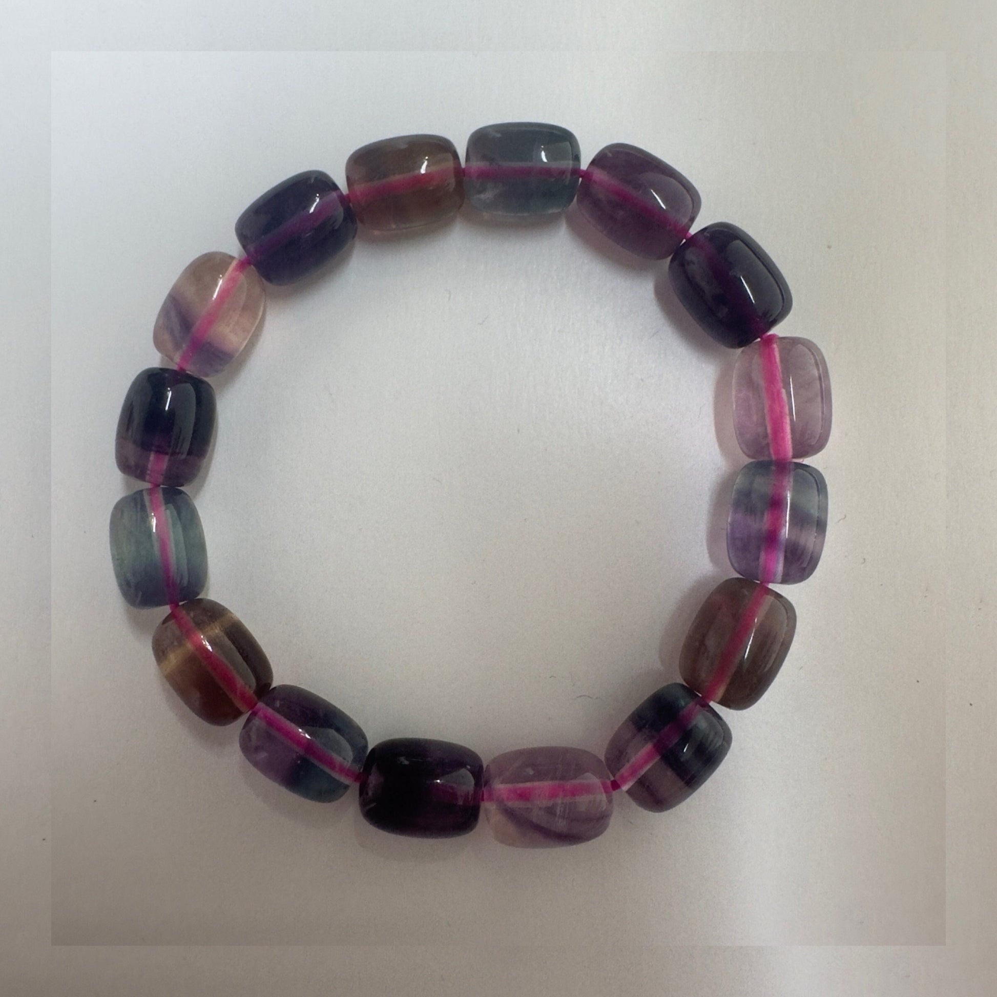 Barrel Fluorite Bracelet With Banding High-Quality Crystal Jewelry Beads in 8.8mm