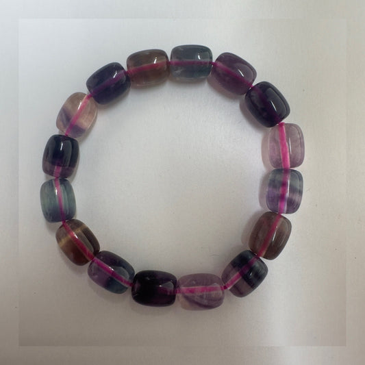 Barrel Fluorite Bracelet With Banding High-Quality Crystal Jewelry Beads in 8.8mm