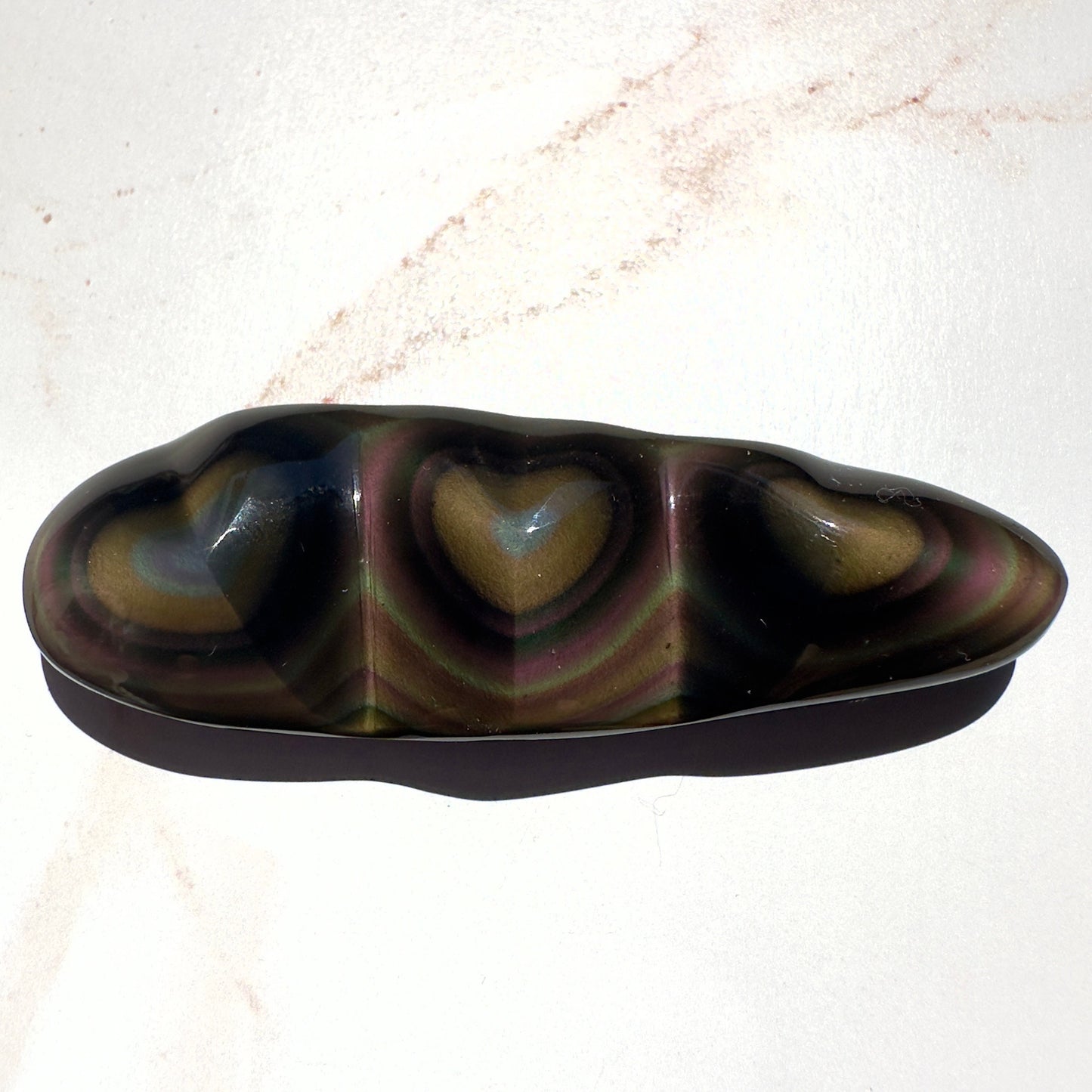 Rainbow Obsidian Heart Super Dark & Flashy Purple Multi-Color From Mexico | Tucson Gem Show Exclusive