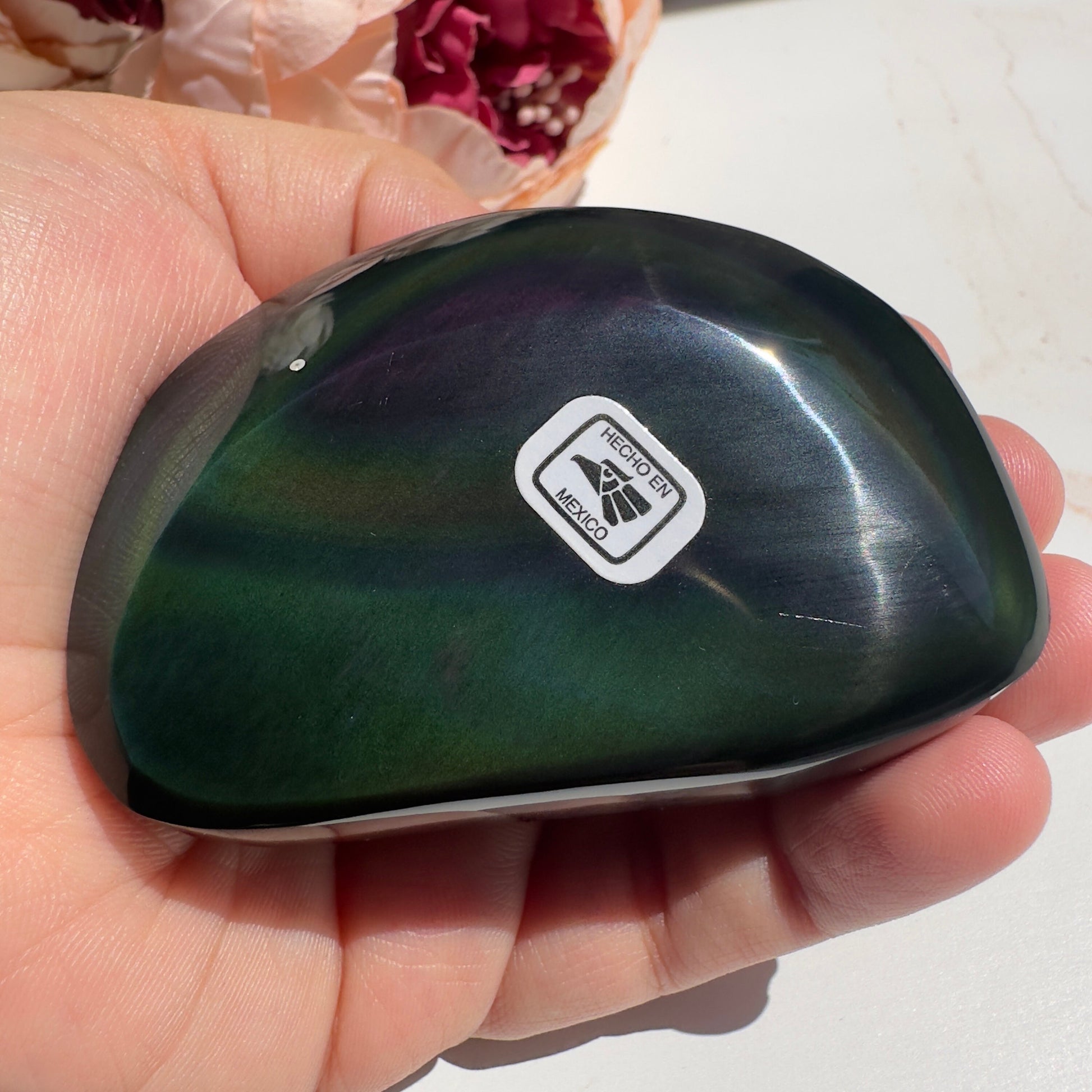 Rainbow Obsidian Heart Duo Super Dark & Flashy Purple Multi-Color From Mexico | Tucson Gem Show Exclusive