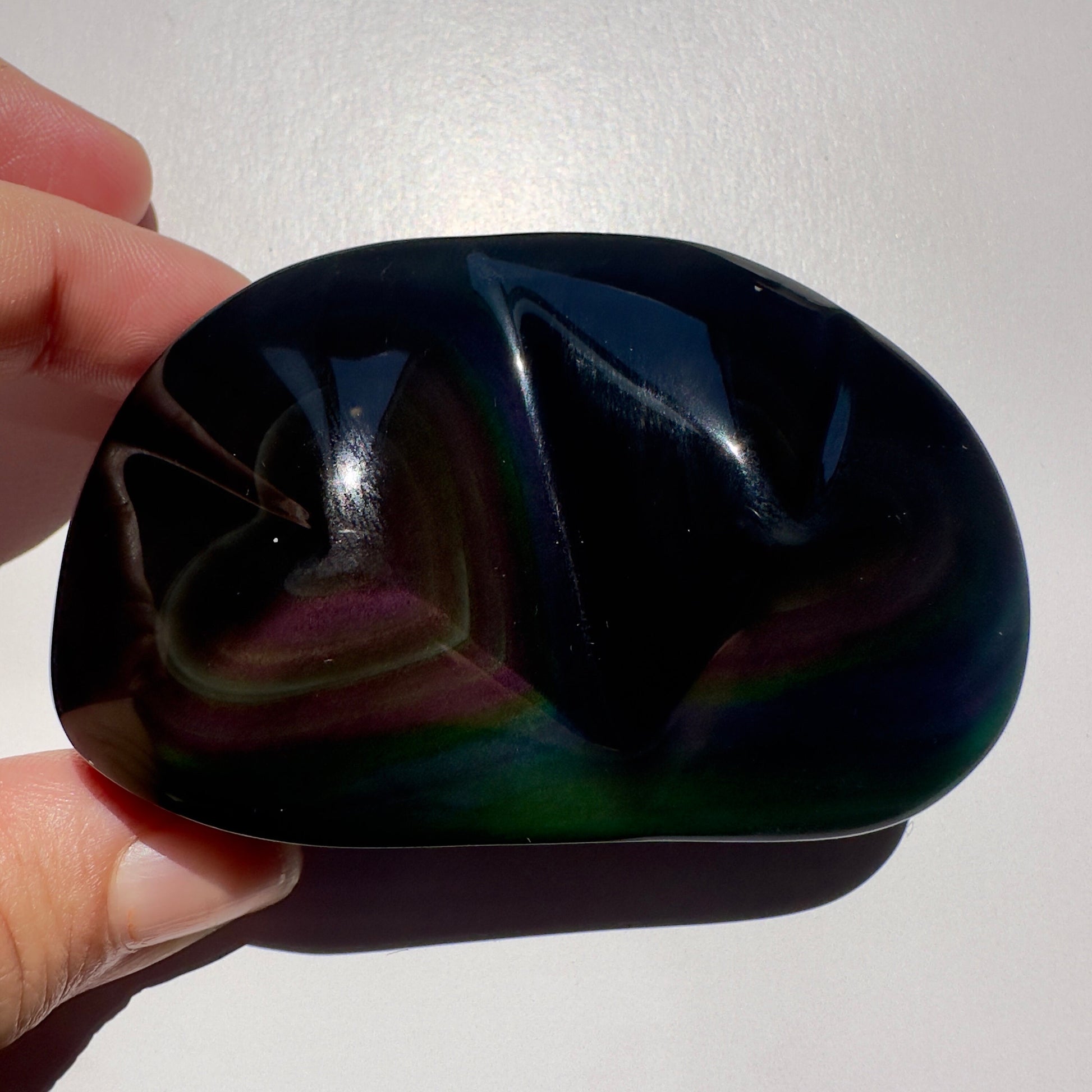 Rainbow Obsidian Heart Duo Super Dark & Flashy Purple Multi-Color From Mexico | Tucson Gem Show Exclusive