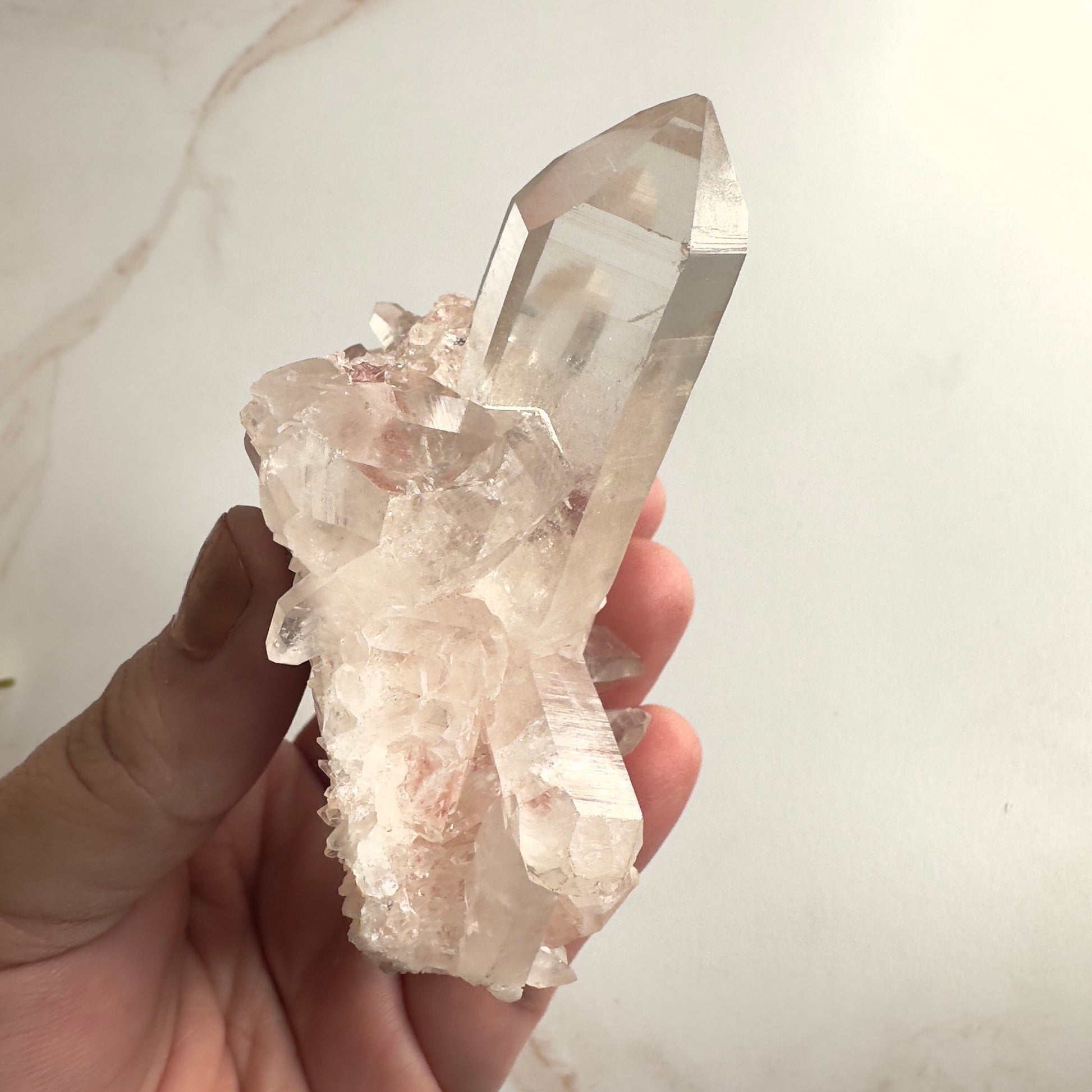 Beautiful Pink Himalayan Samadhi Quartz High-Quality Genuine Specimen Crystal Cluster from India | Tucson Gem Show Exclusive