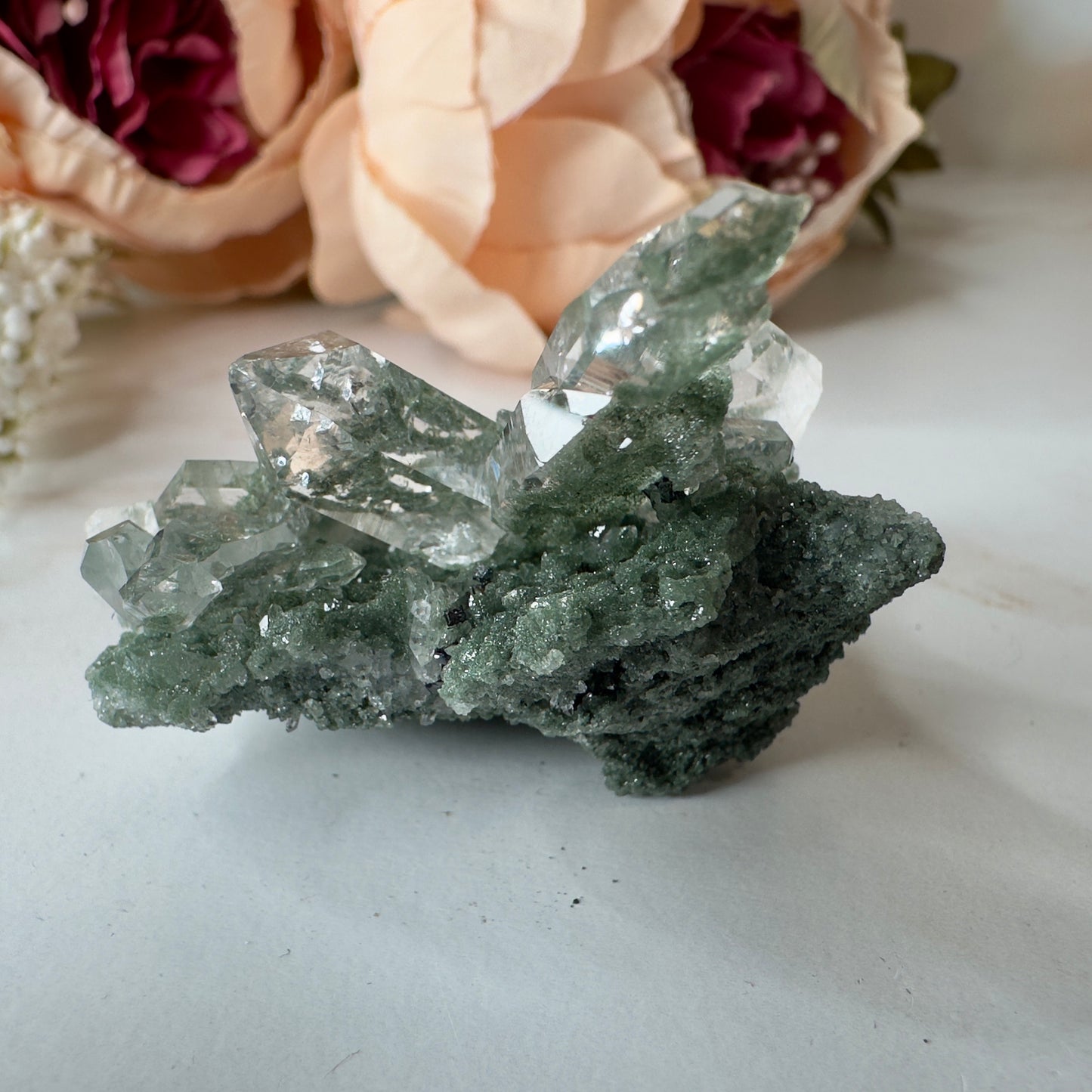 Chlorite Himalayan Specimen Cluster With Rutile Inclusions From India AAA+ grade | Tucson Gem Show Exclusive