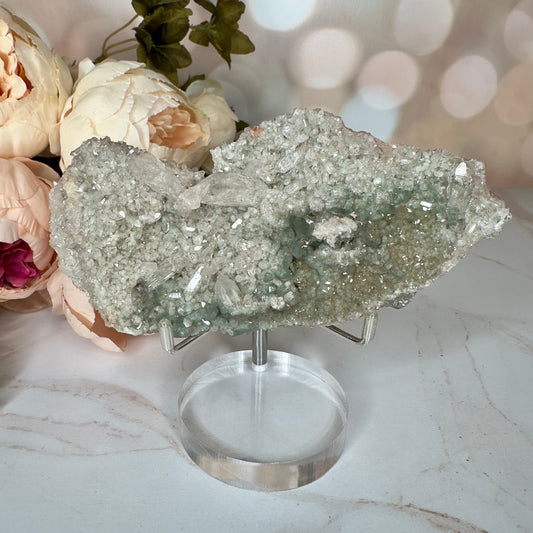 Rare Pink Himalayan Samadhi Quartz With Chlorite High-Quality Genuine Specimen Crystal from India | Tucson Gem Show Exclusive