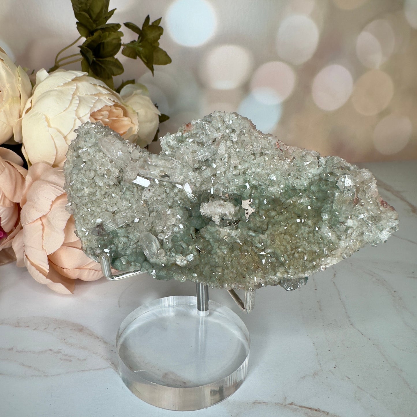 Rare Pink Himalayan Samadhi Quartz With Chlorite High-Quality Genuine Specimen Crystal from India | Tucson Gem Show Exclusive