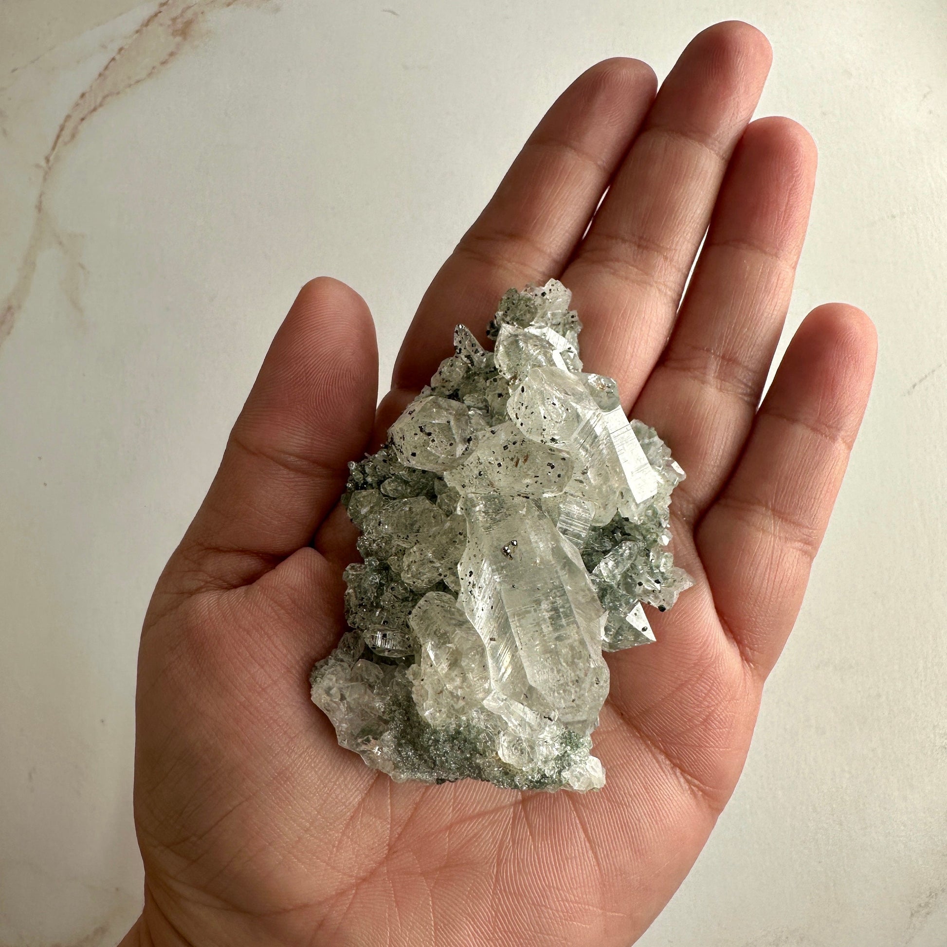 Chlorite Himalayan Quartz Specimen Cluster With Anatase From India AAA+ grade | Tucson Gem Show Exclusive