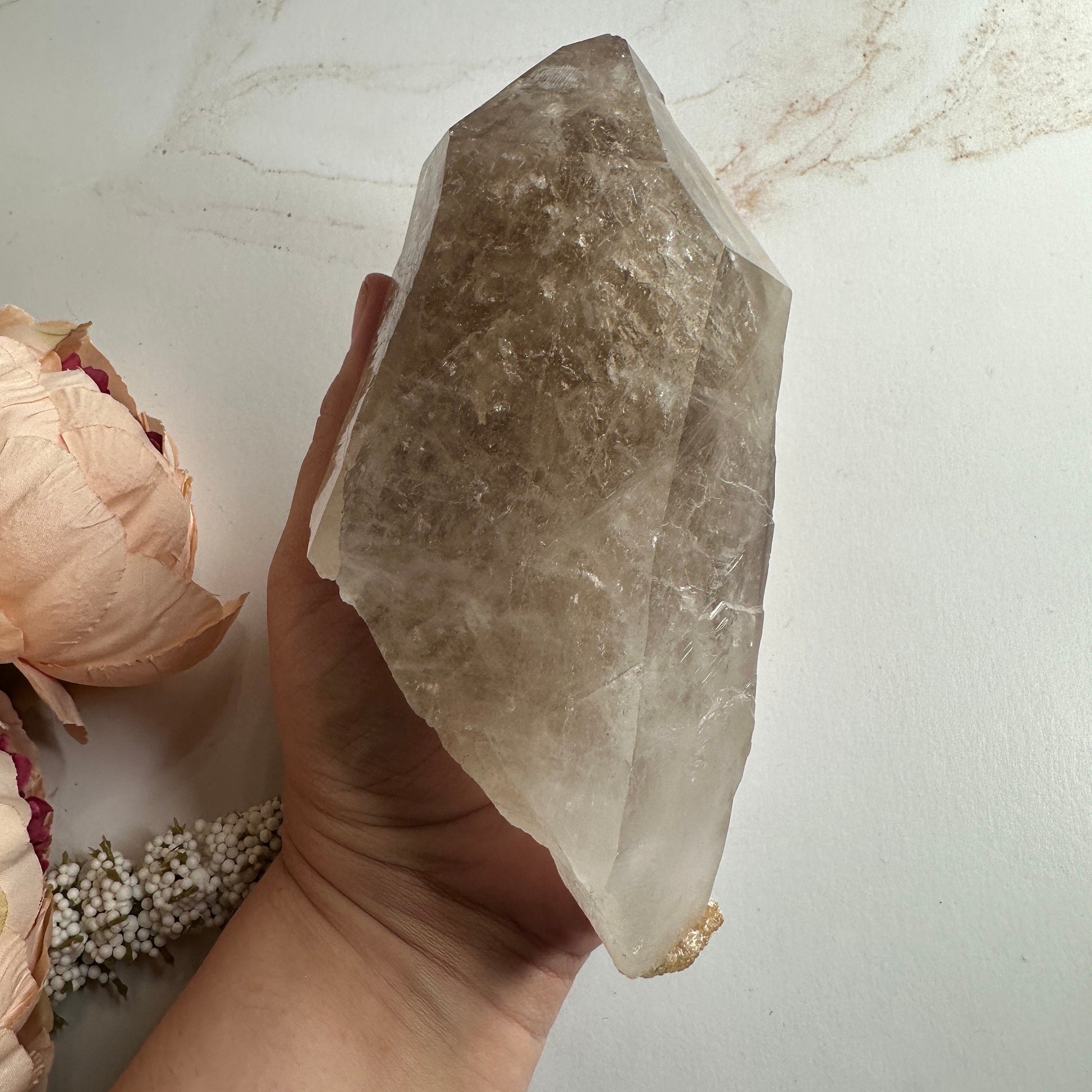 Raw Smoky Quartz Point Large With Mica & Contact keys From Brazil