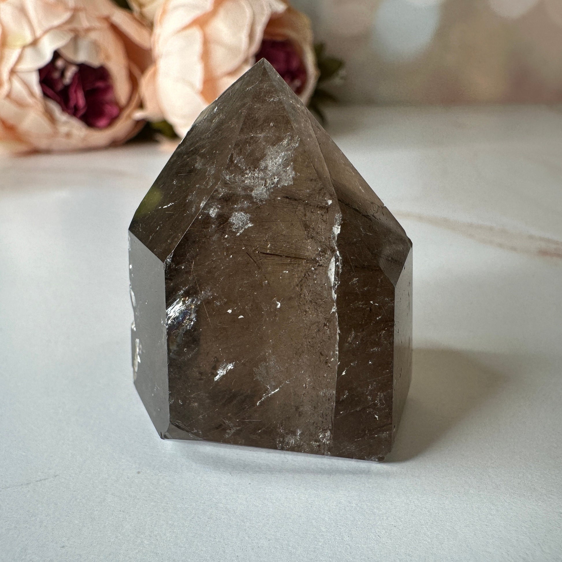 Beautiful Rutile Smoky Quartz Point/Tower From Brazil