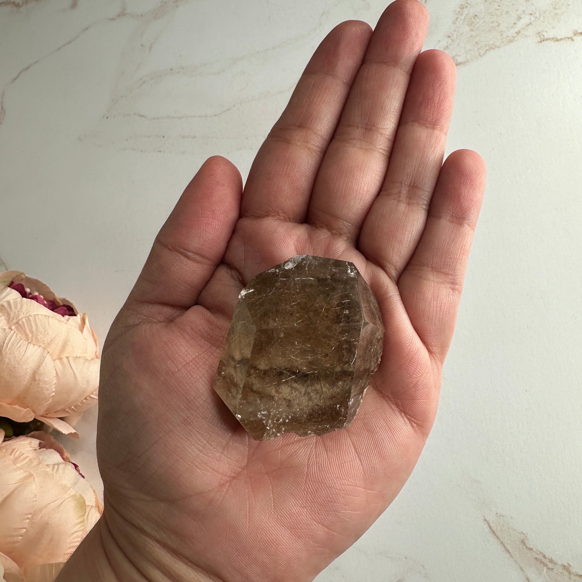 Captivating Rutile Smoky Quartz Freeform Point With Garden Inclusions From Brazil