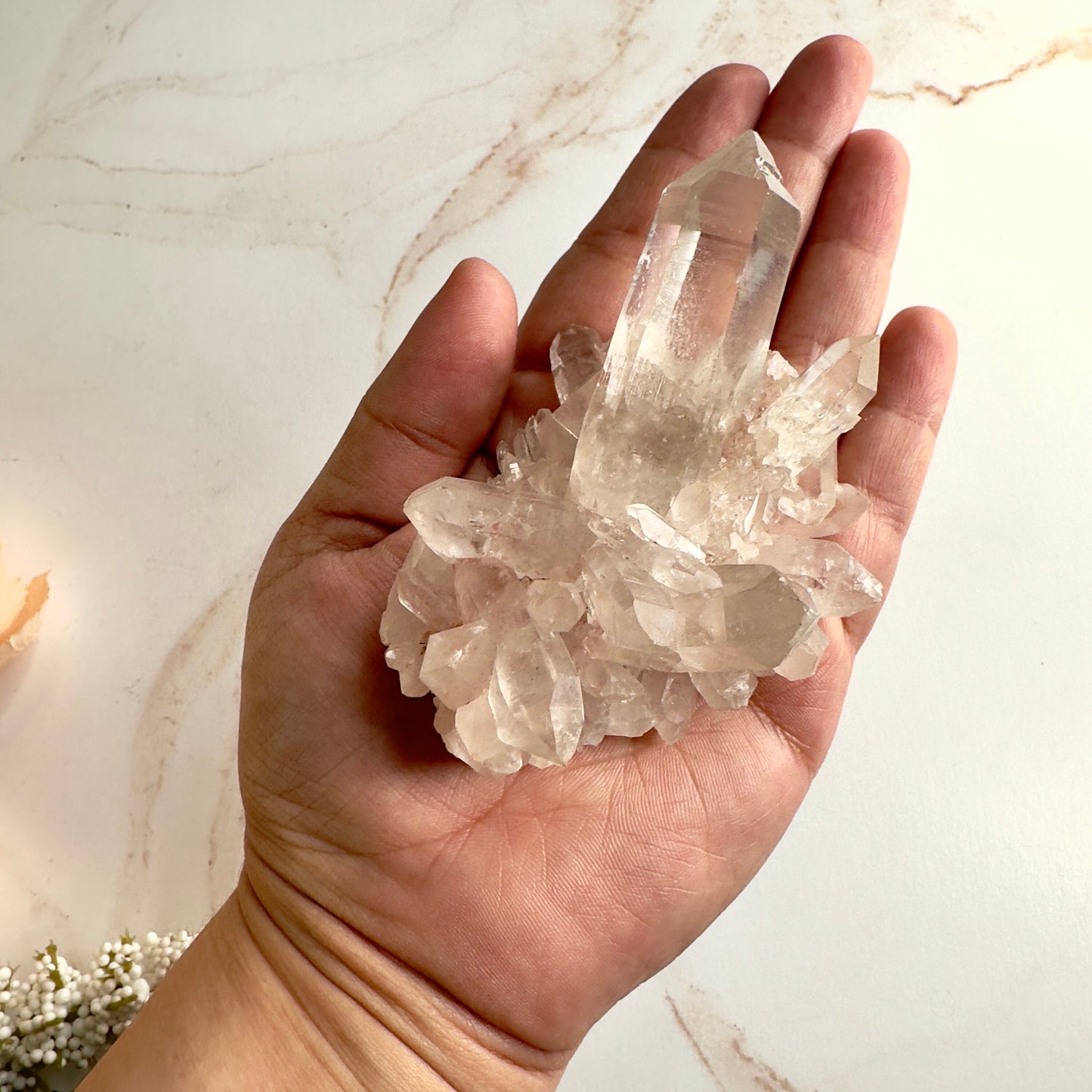 Beautiful Pink Himalayan Samadhi Quartz High-Quality Genuine Specimen Crystal Cluster from India | Tucson Gem Show Exclusive