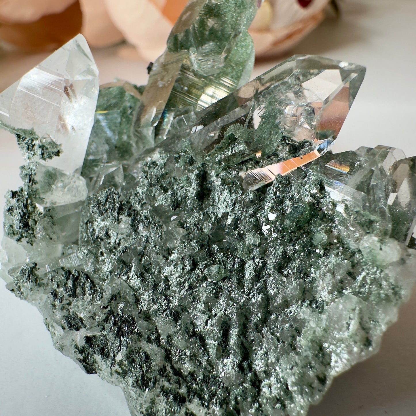 Chlorite Himalayan Specimen Cluster With Rutile Inclusions From India AAA+ grade | Tucson Gem Show Exclusive