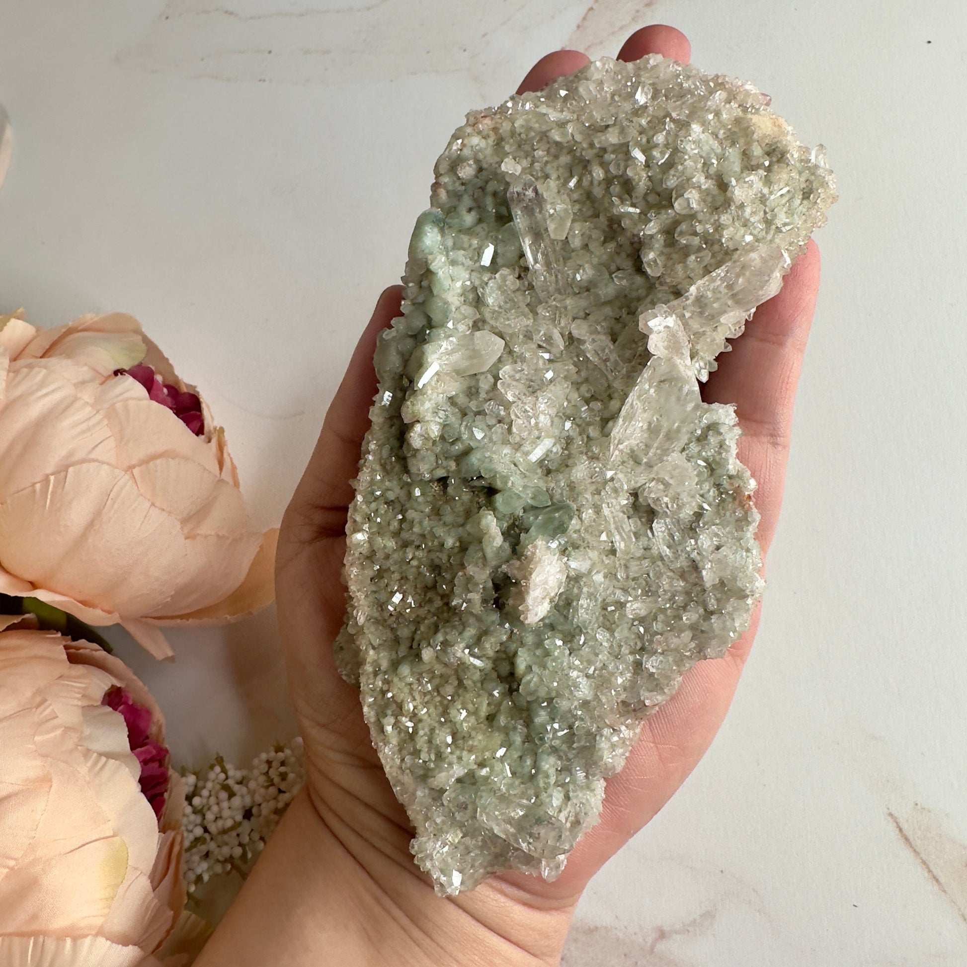 Rare Pink Himalayan Samadhi Quartz With Chlorite High-Quality Genuine Specimen Crystal from India | Tucson Gem Show Exclusive