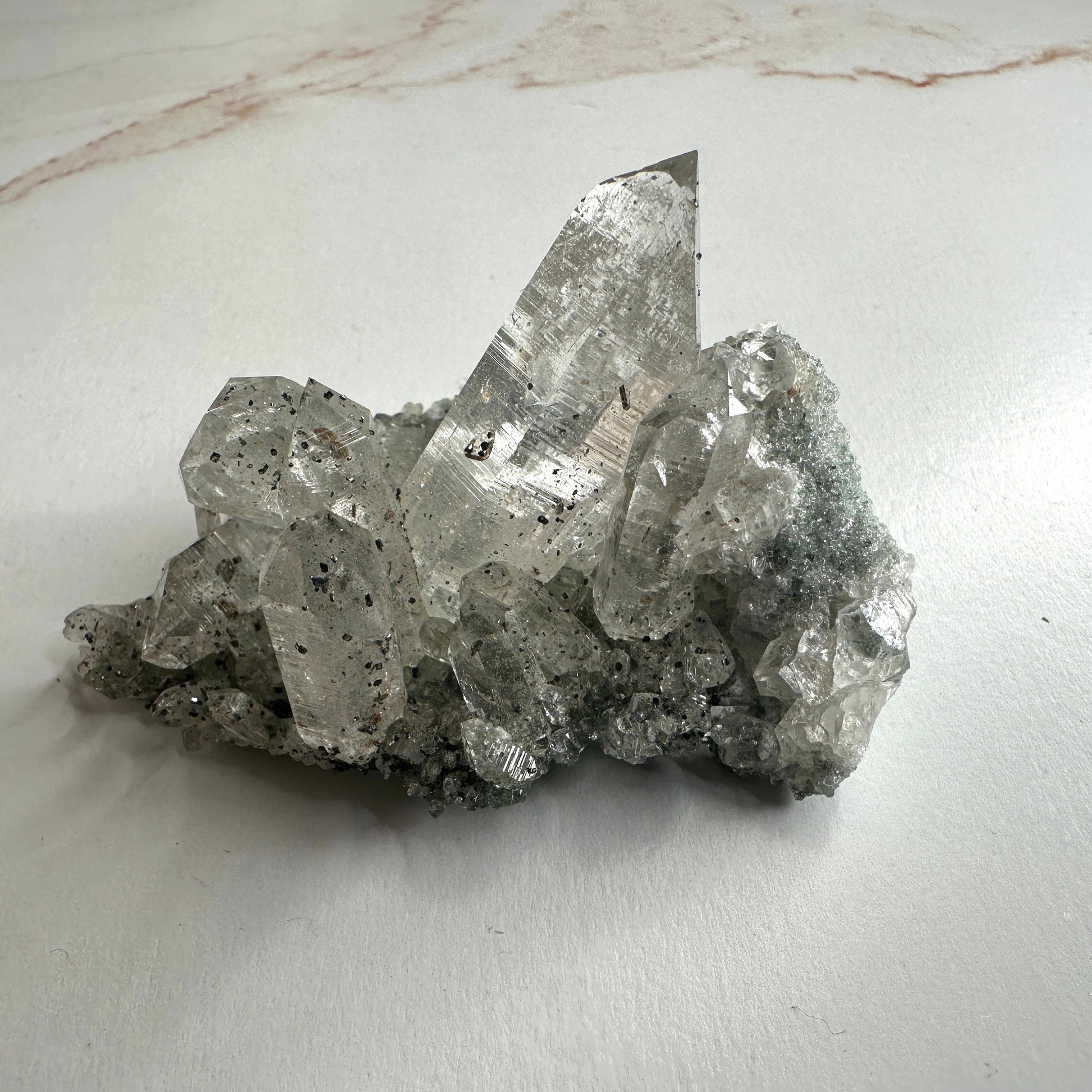 Chlorite Himalayan Quartz Specimen Cluster With Anatase From India AAA+ grade | Tucson Gem Show Exclusive