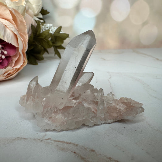 Pretty Pink Himalayan Samadhi Quartz High-Quality Genuine Specimen Crystal Cluster from India | Tucson Gem Show Exclusive