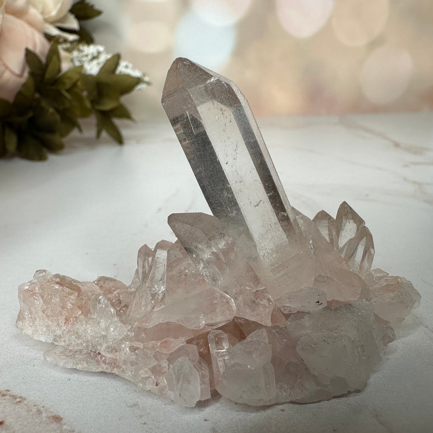 Pretty Pink Himalayan Samadhi Quartz High-Quality Genuine Specimen Crystal Cluster from India | Tucson Gem Show Exclusive