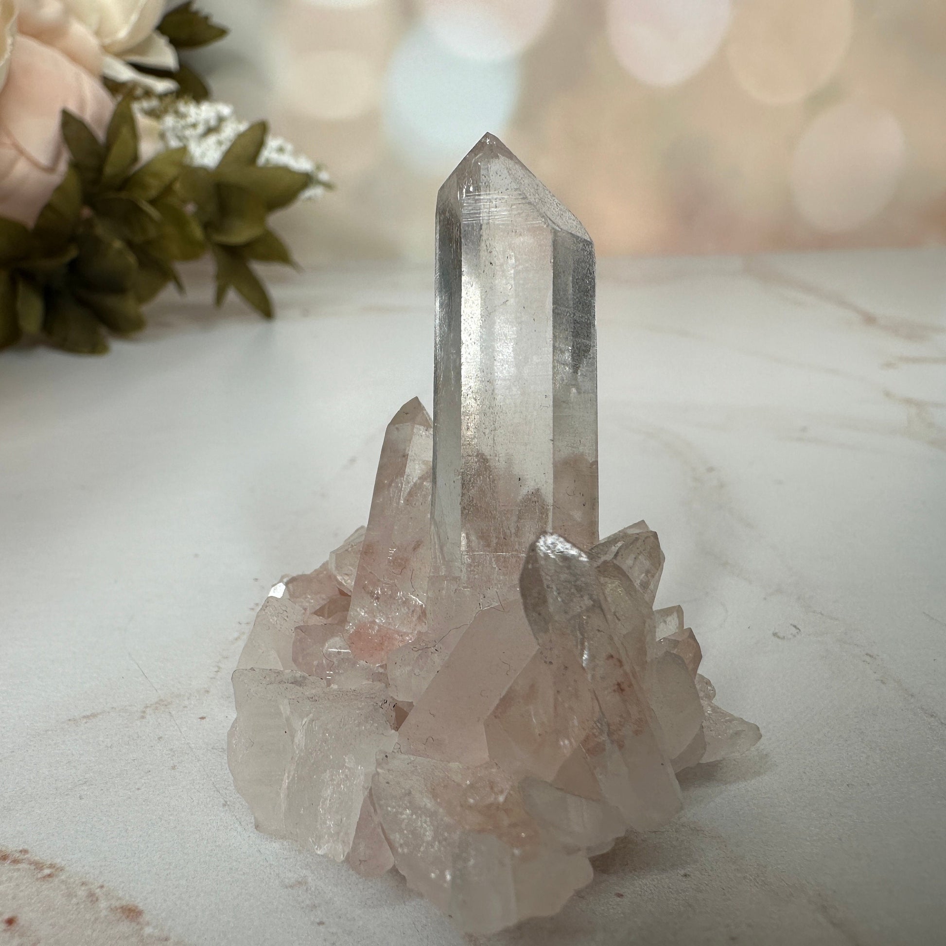 Pretty Pink Himalayan Samadhi Quartz High-Quality Genuine Specimen Crystal Cluster from India | Tucson Gem Show Exclusive