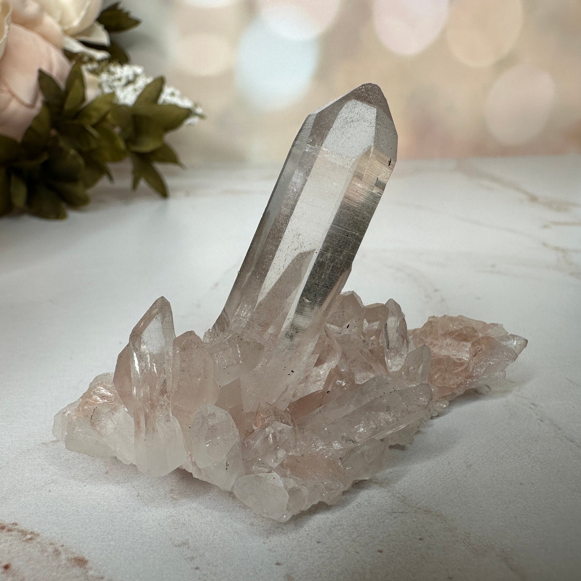 Pretty Pink Himalayan Samadhi Quartz High-Quality Genuine Specimen Crystal Cluster from India | Tucson Gem Show Exclusive