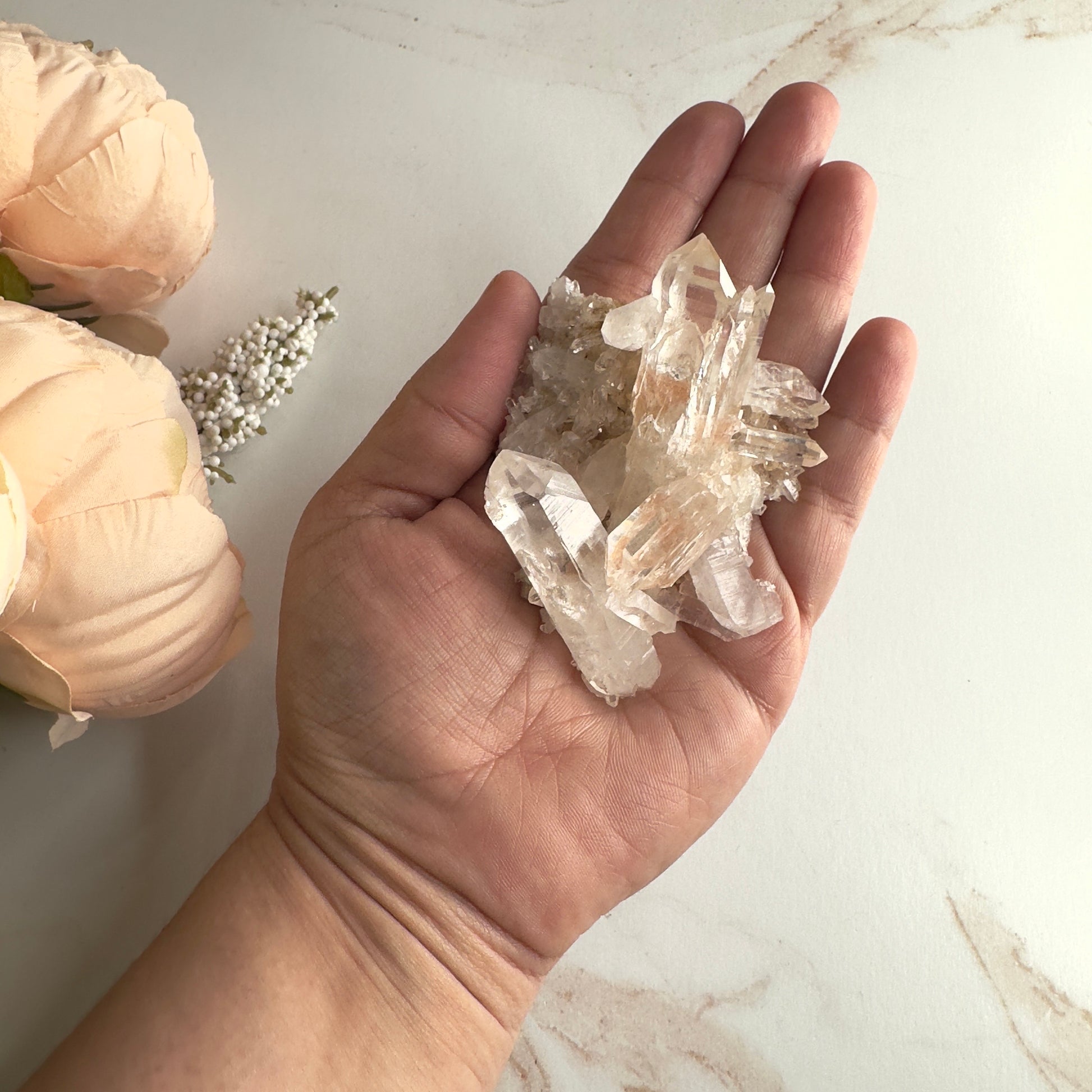 Pink Himalayan Samadhi Quartz High-Quality Genuine Specimen Crystal Cluster from India | Tucson Gem Show Exclusive