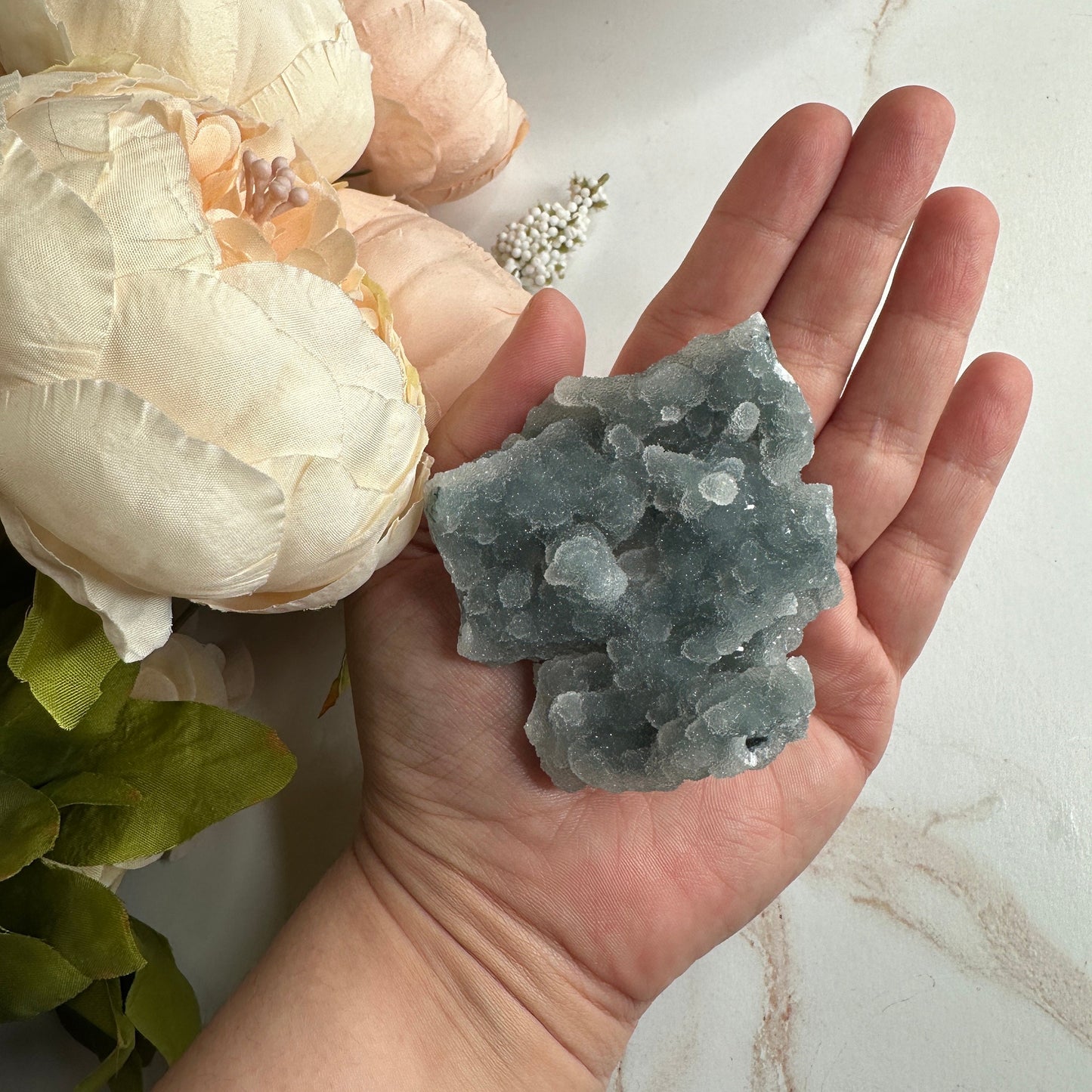 Beautiful Blue Chalcedony Specimen Sugary Stalacite From India | Tucson Gem Show Exclusive
