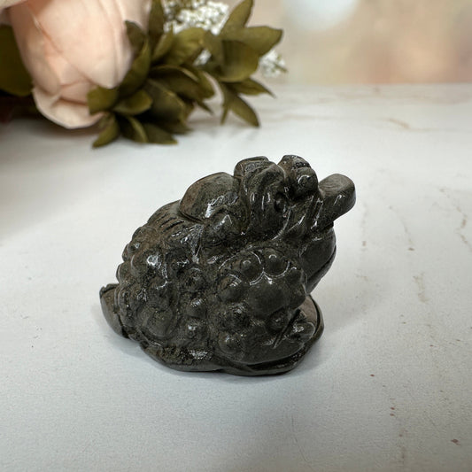 Mini Money Toad In Pyrite Master Carved | Pocket size