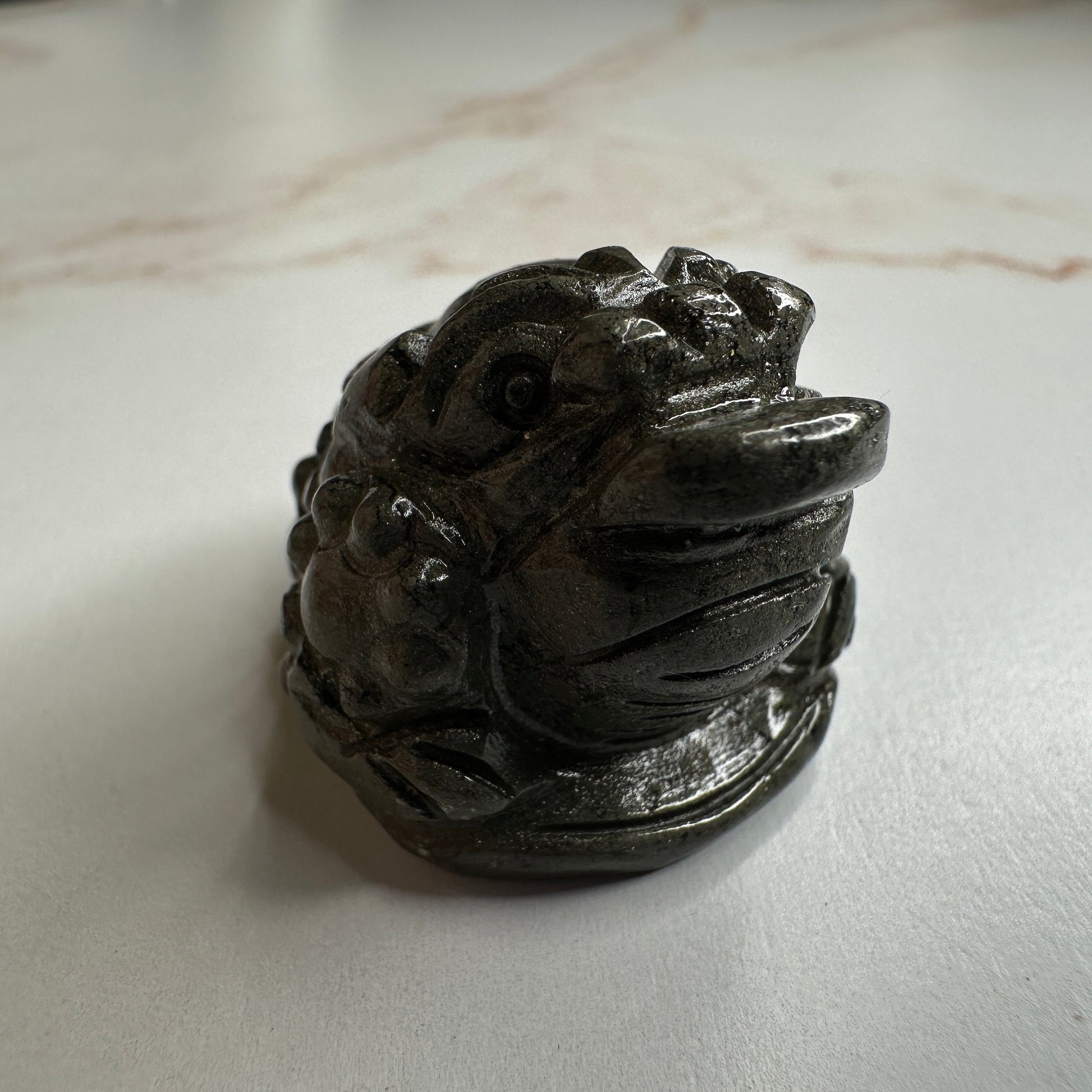 Mini Money Toad In Pyrite Master Carved | Pocket size