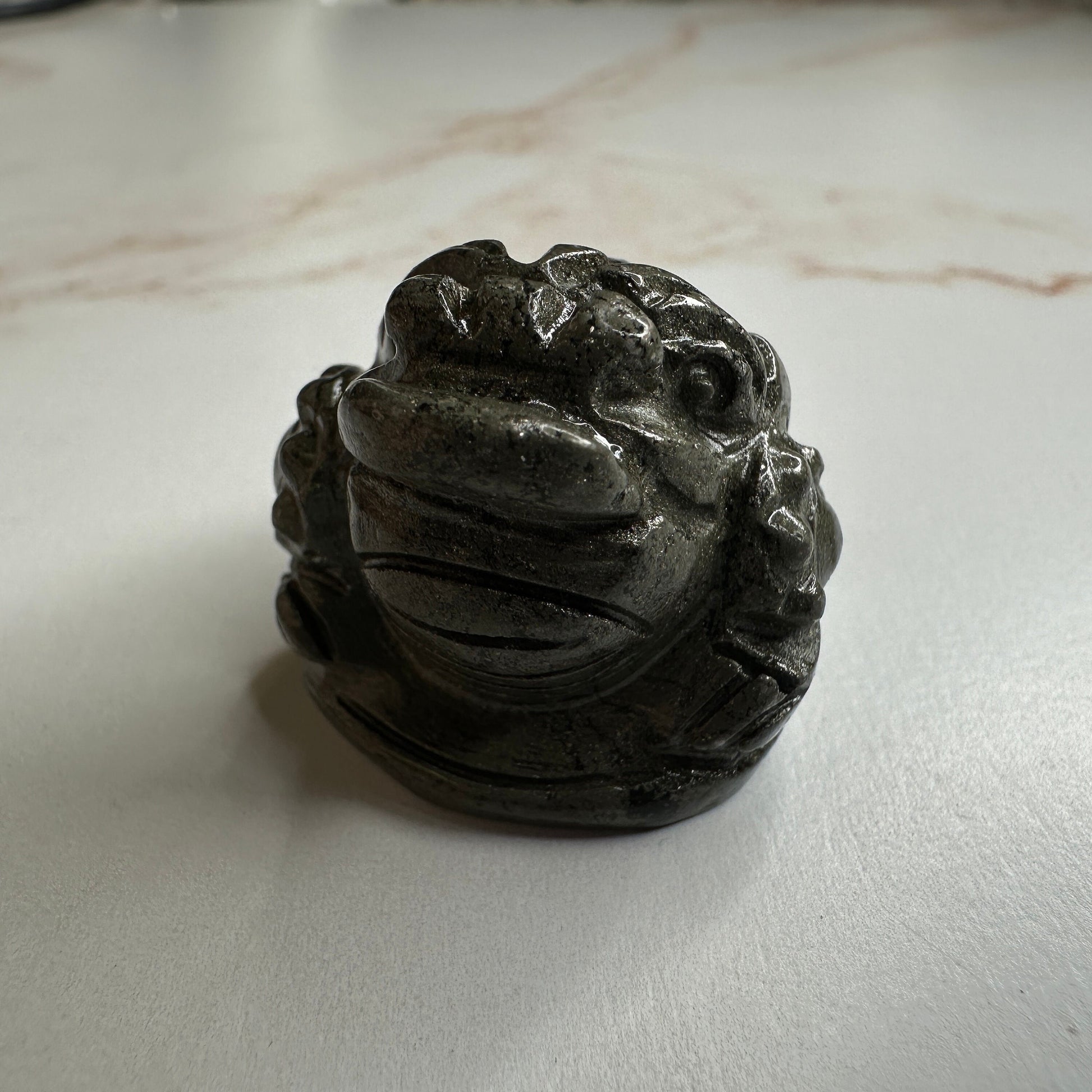 Mini Money Toad In Pyrite Master Carved | Pocket size