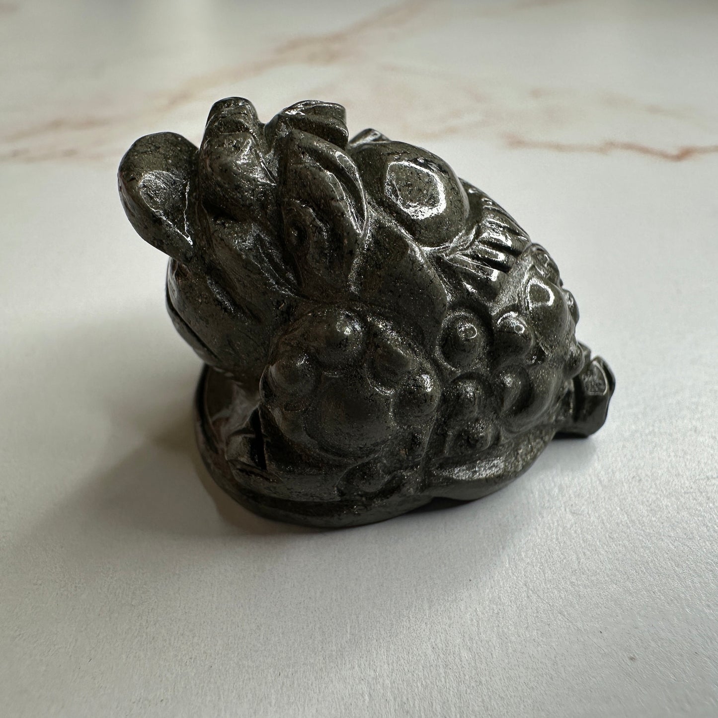 Mini Money Toad In Pyrite Master Carved | Pocket size