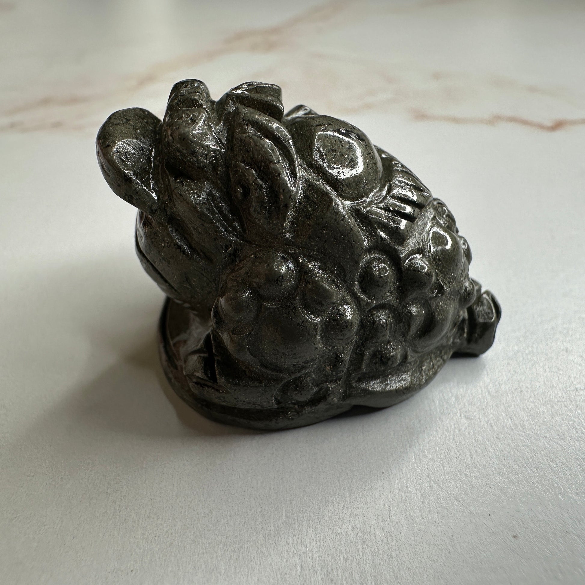 Mini Money Toad In Pyrite Master Carved | Pocket size