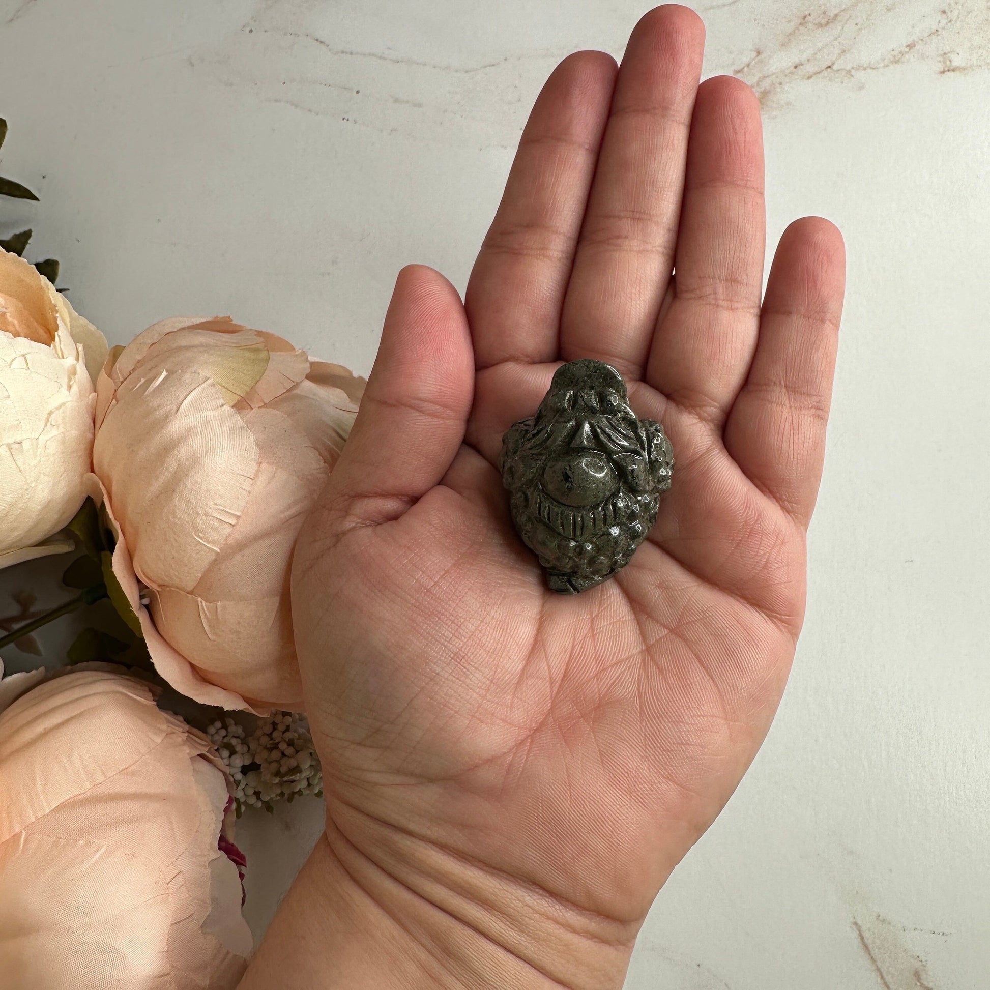 Mini Money Toad In Pyrite Master Carved | Pocket size