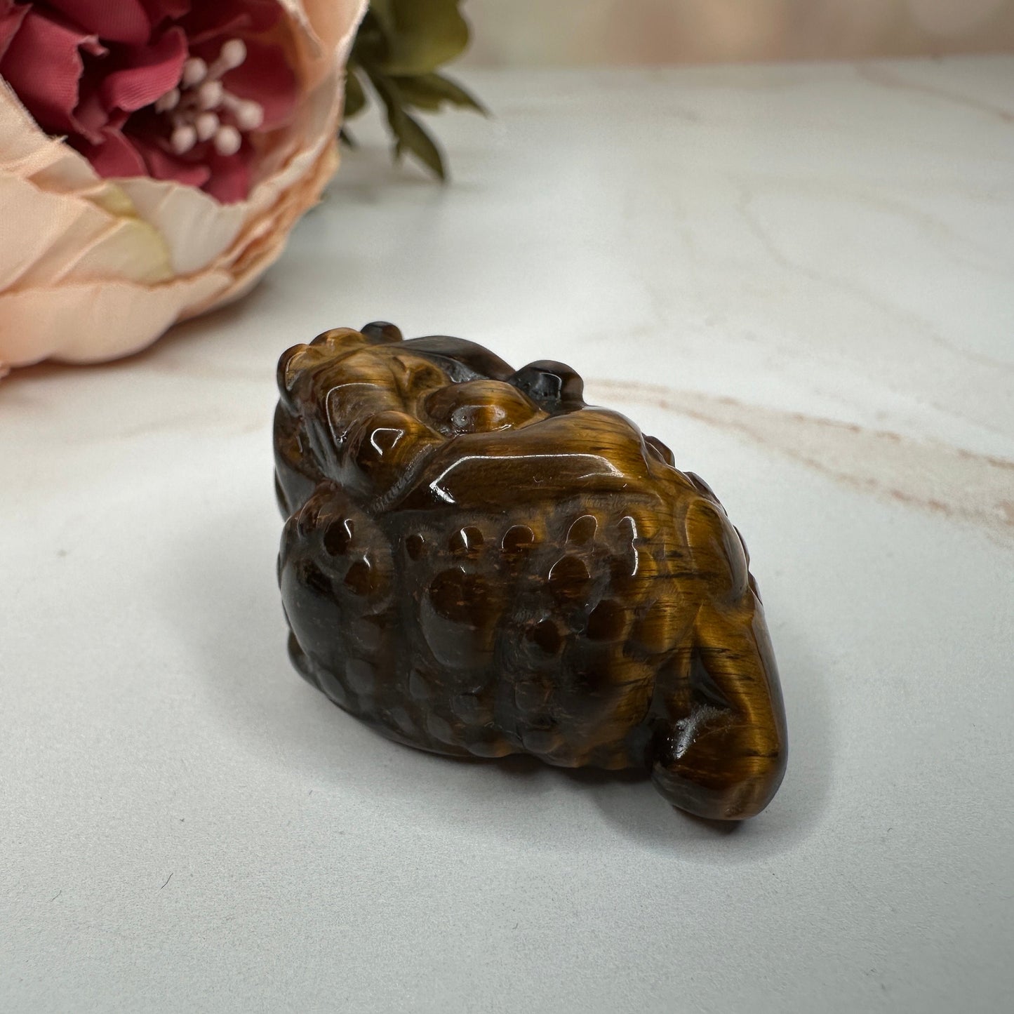 Mini Money Toad in Tiger-Eye Master Carved | Pocket size