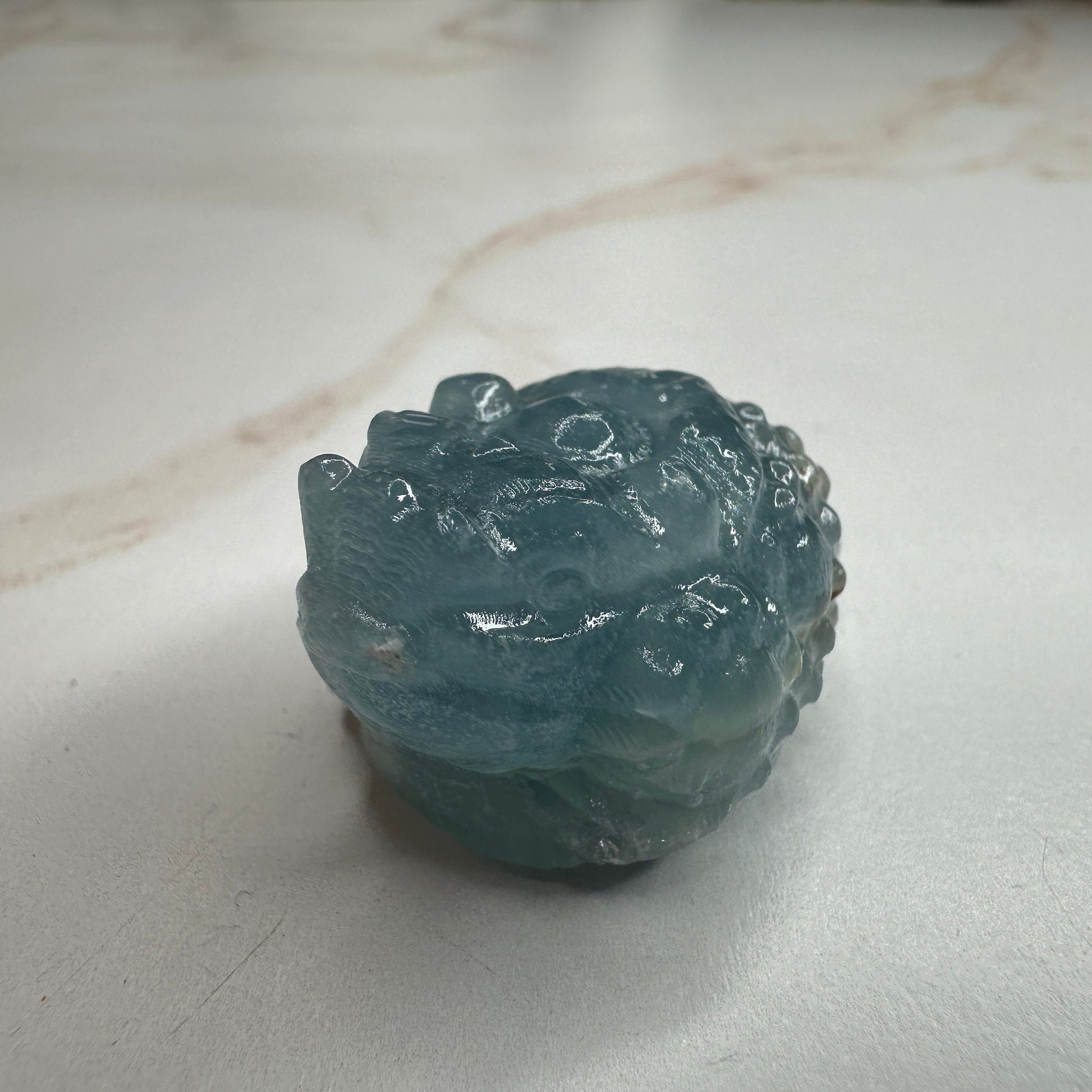 Mini Money Toad In Blue Onyx Master Carved | Pocket size
