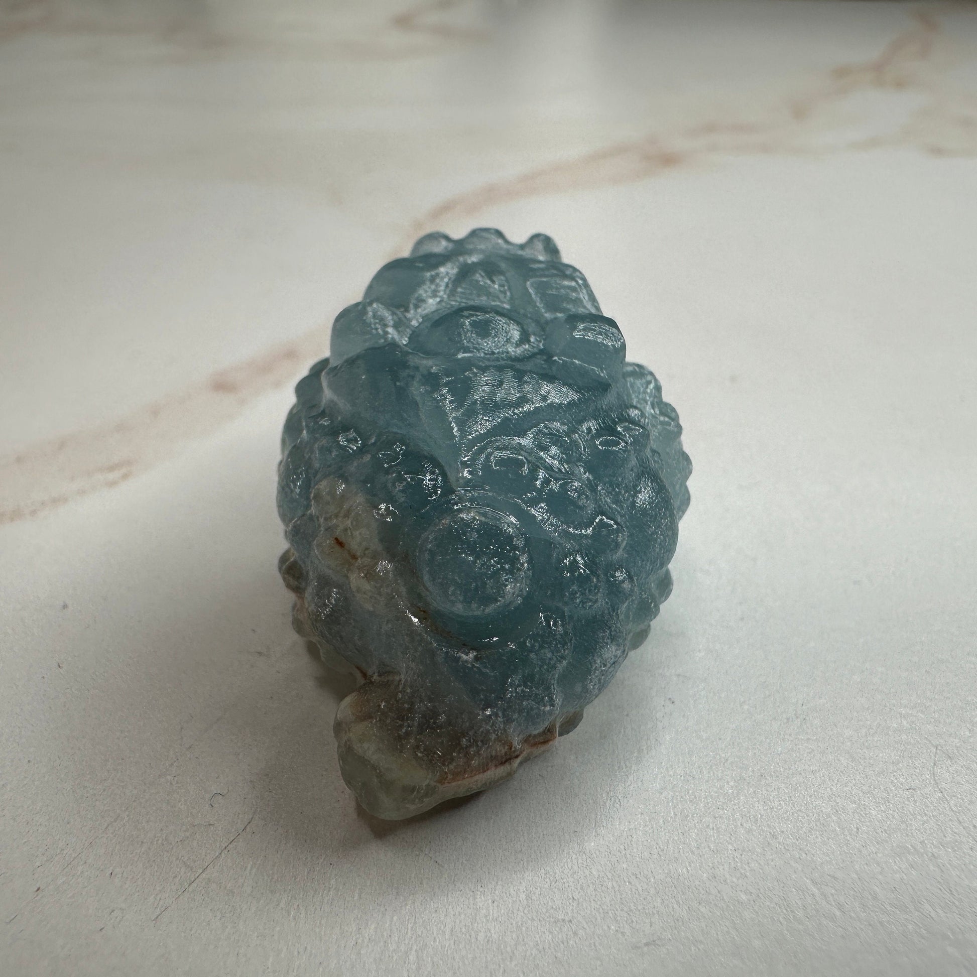 Mini Money Toad In Blue Onyx Master Carved | Pocket size