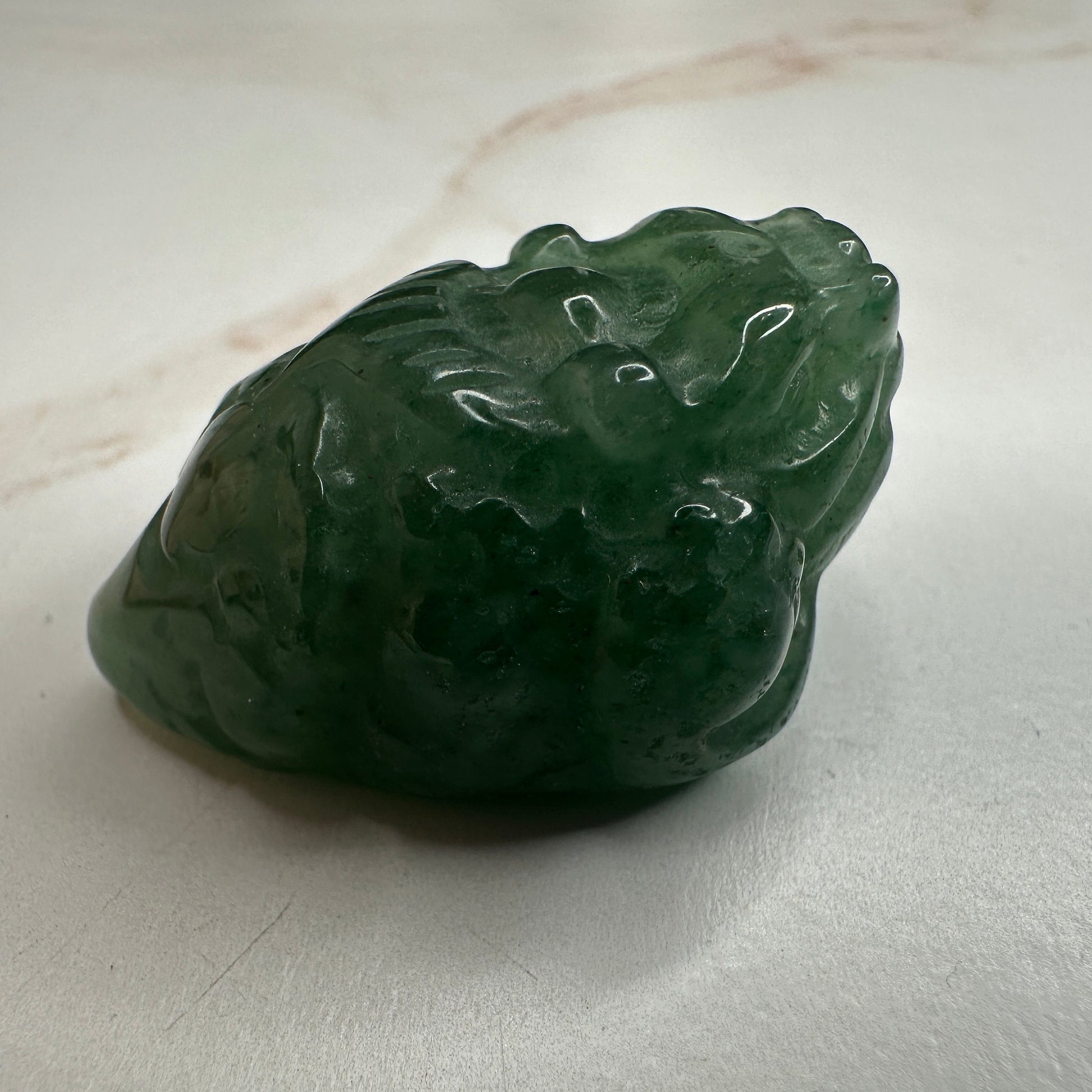 Mini Money Toad in Green Aventurine Master Carved | Pocket size
