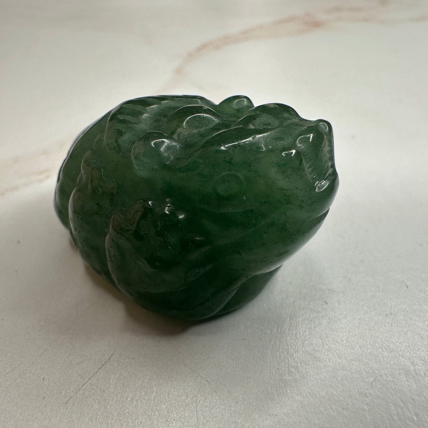 Mini Money Toad in Green Aventurine Master Carved | Pocket size