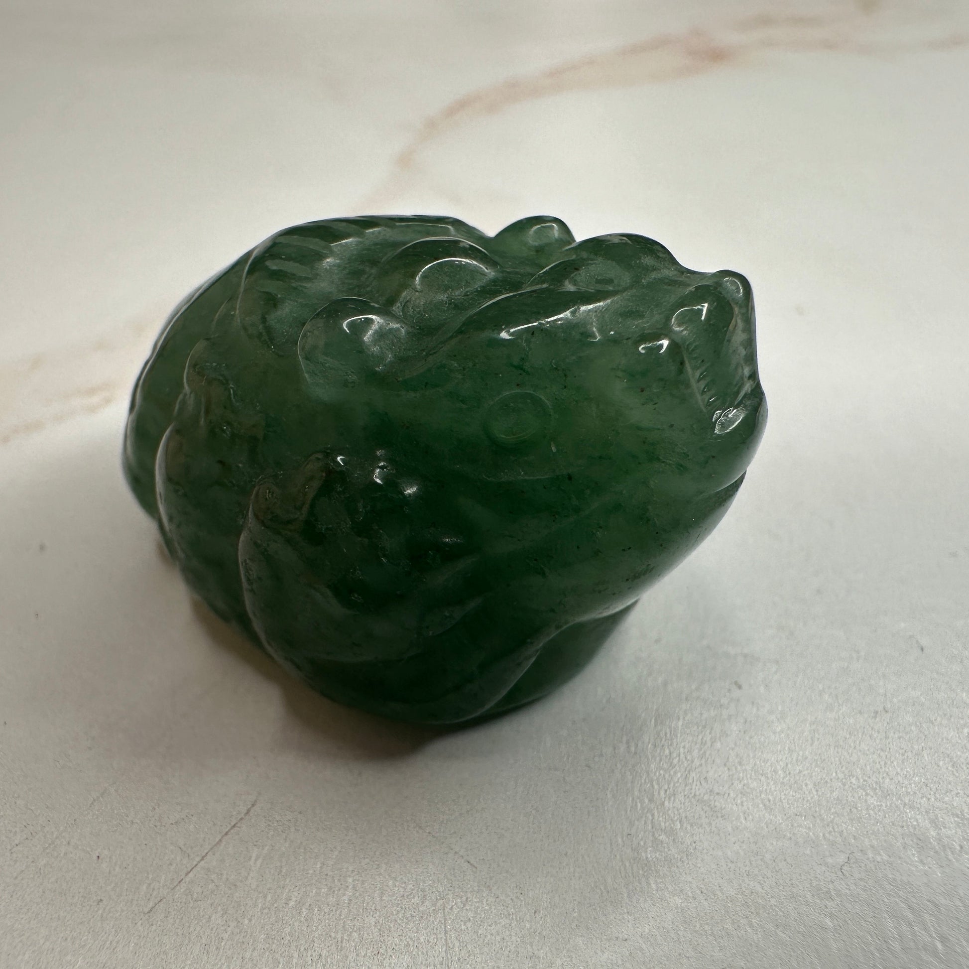 Mini Money Toad in Green Aventurine Master Carved | Pocket size