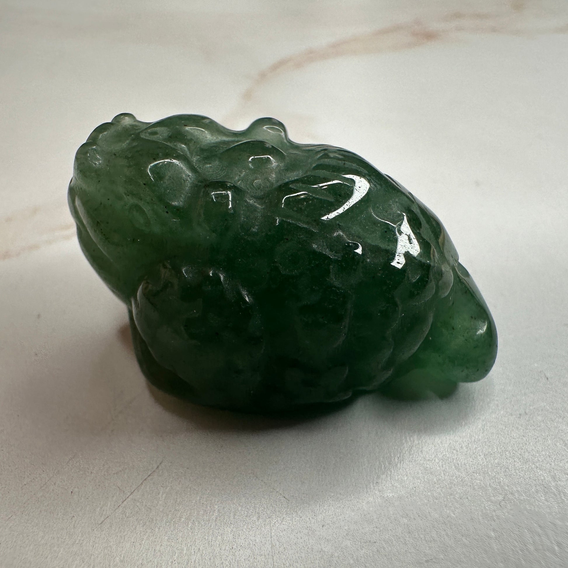 Mini Money Toad in Green Aventurine Master Carved | Pocket size
