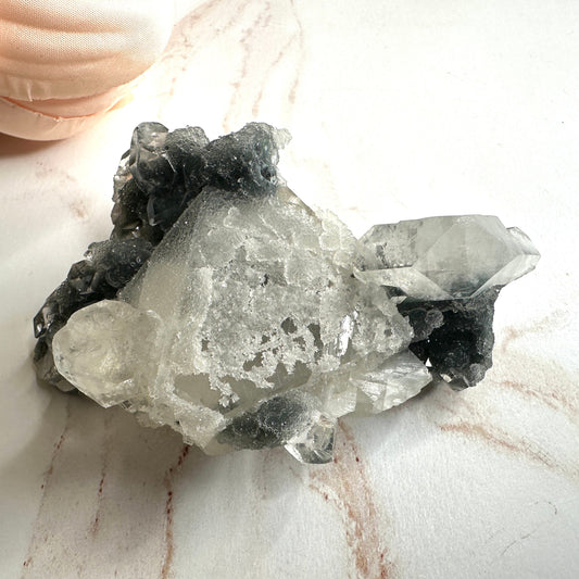 Sugary Apophyllite Blue/Black Chalcedony Specimen From India | Tucson Gem Show Exclusive