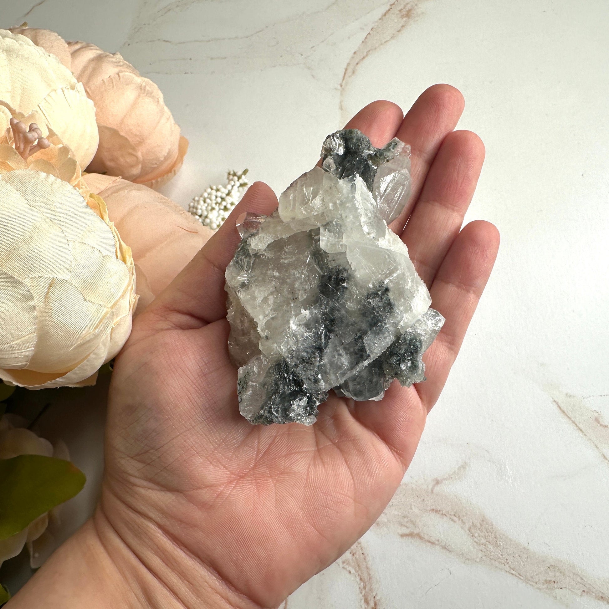 Sugary Apophyllite Blue/Black Chalcedony Specimen From India | Tucson Gem Show Exclusive