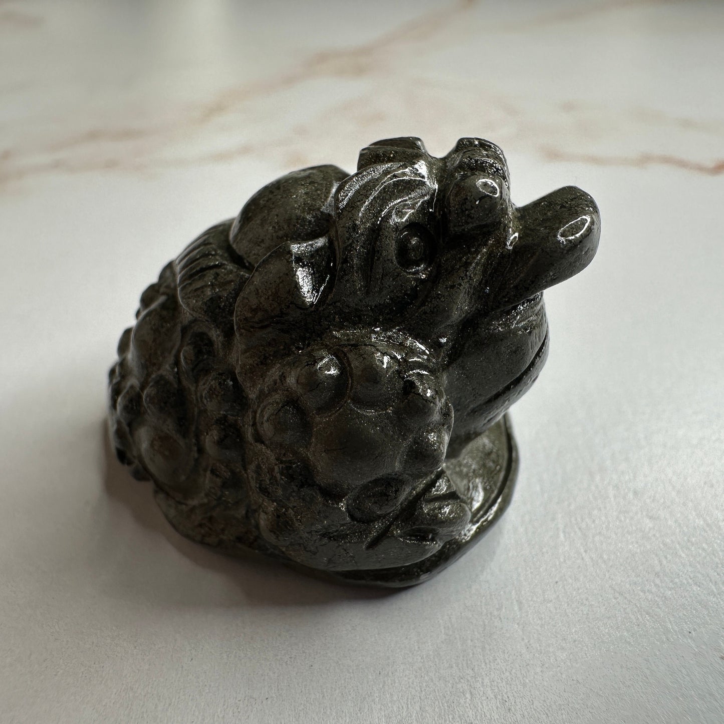 Mini Money Toad In Pyrite Master Carved | Pocket size