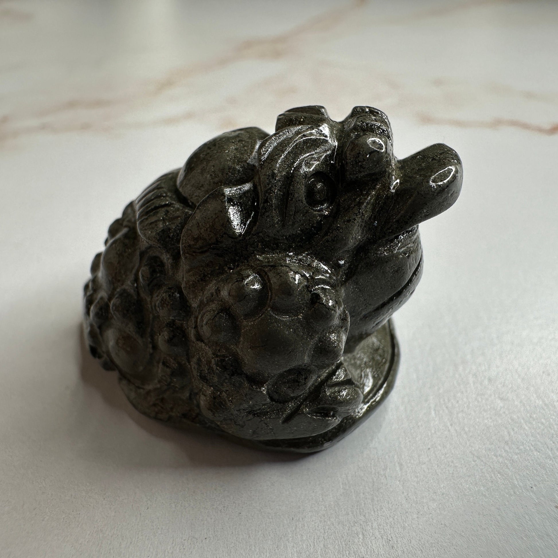 Mini Money Toad In Pyrite Master Carved | Pocket size