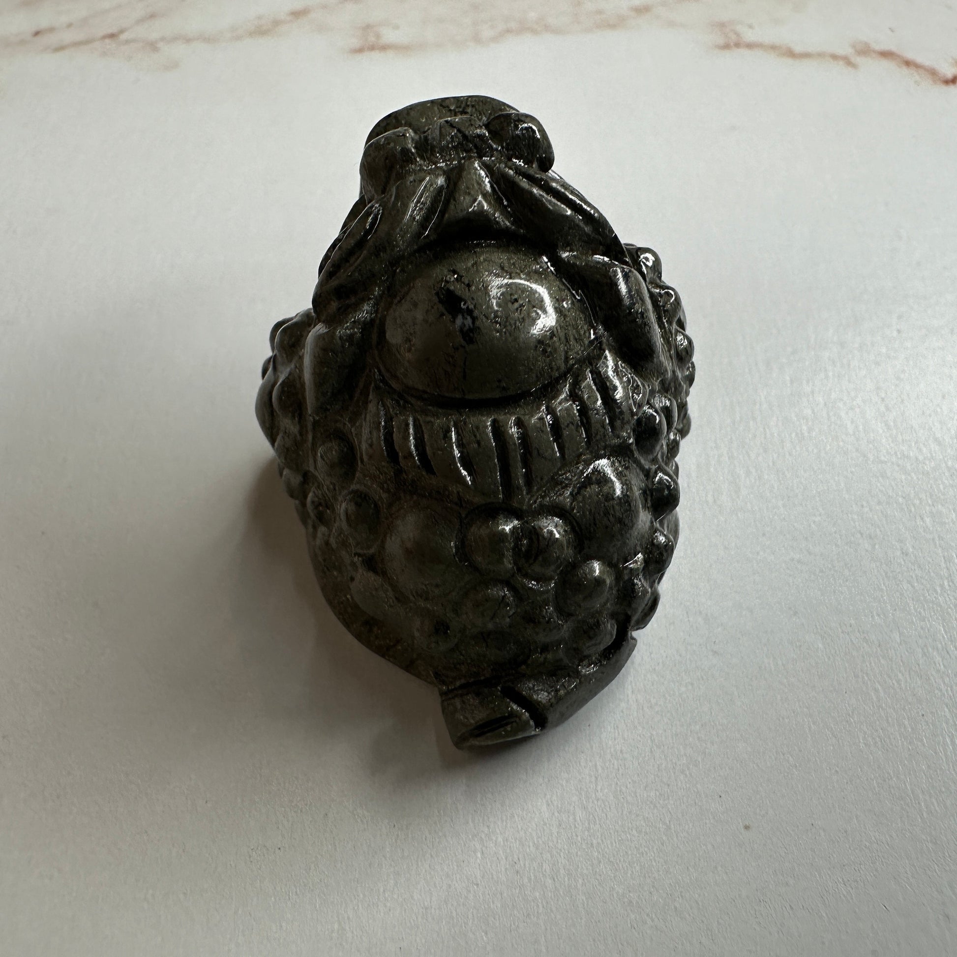 Mini Money Toad In Pyrite Master Carved | Pocket size