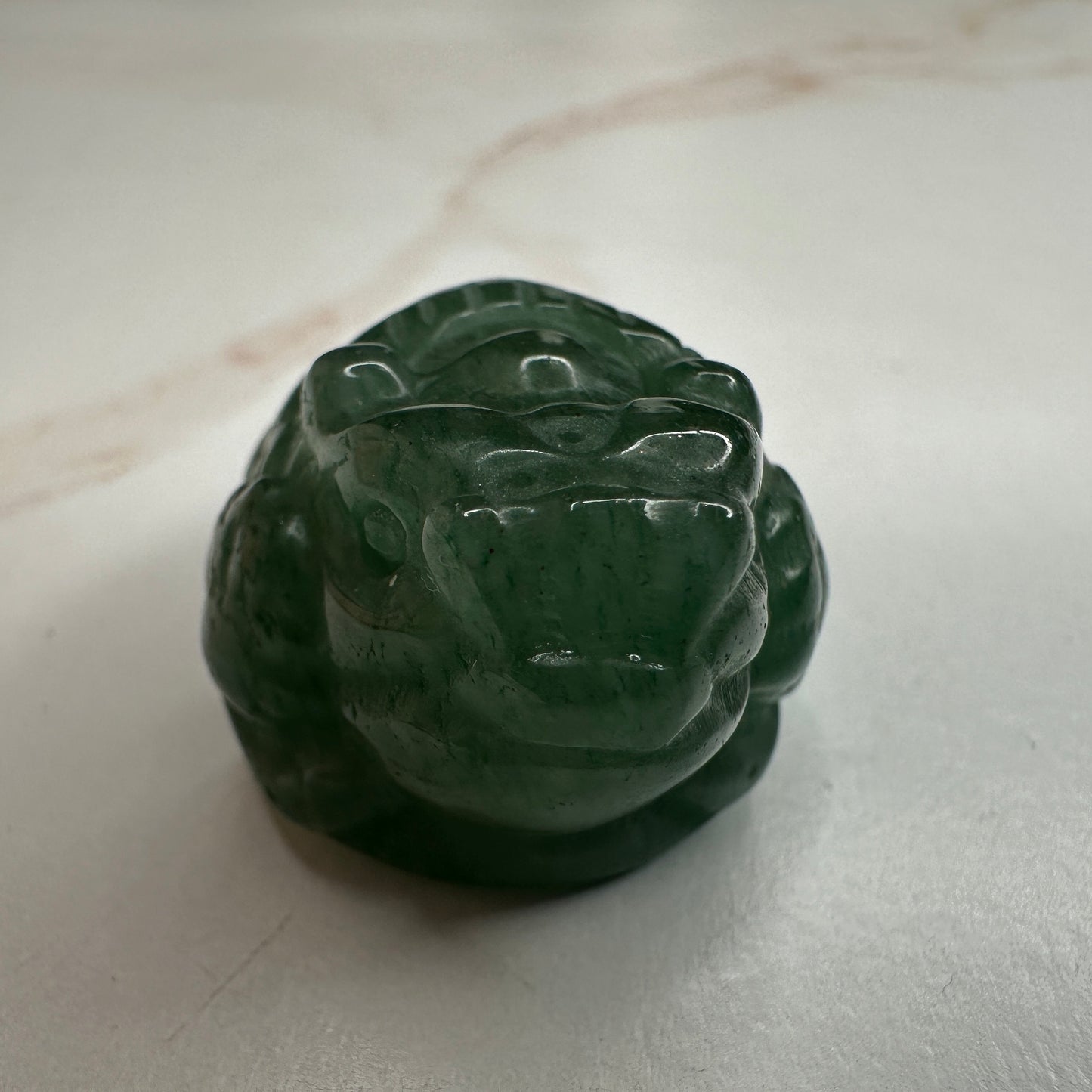 Mini Money Toad in Green Aventurine Master Carved | Pocket size