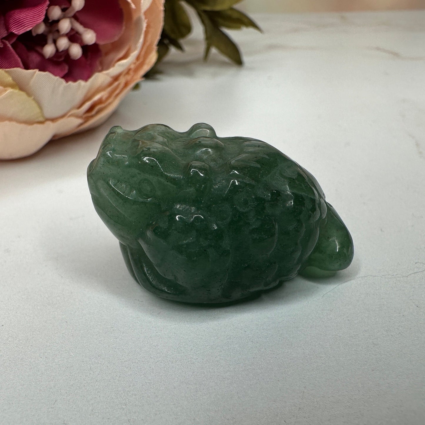 Mini Money Toad in Green Aventurine Master Carved | Pocket size