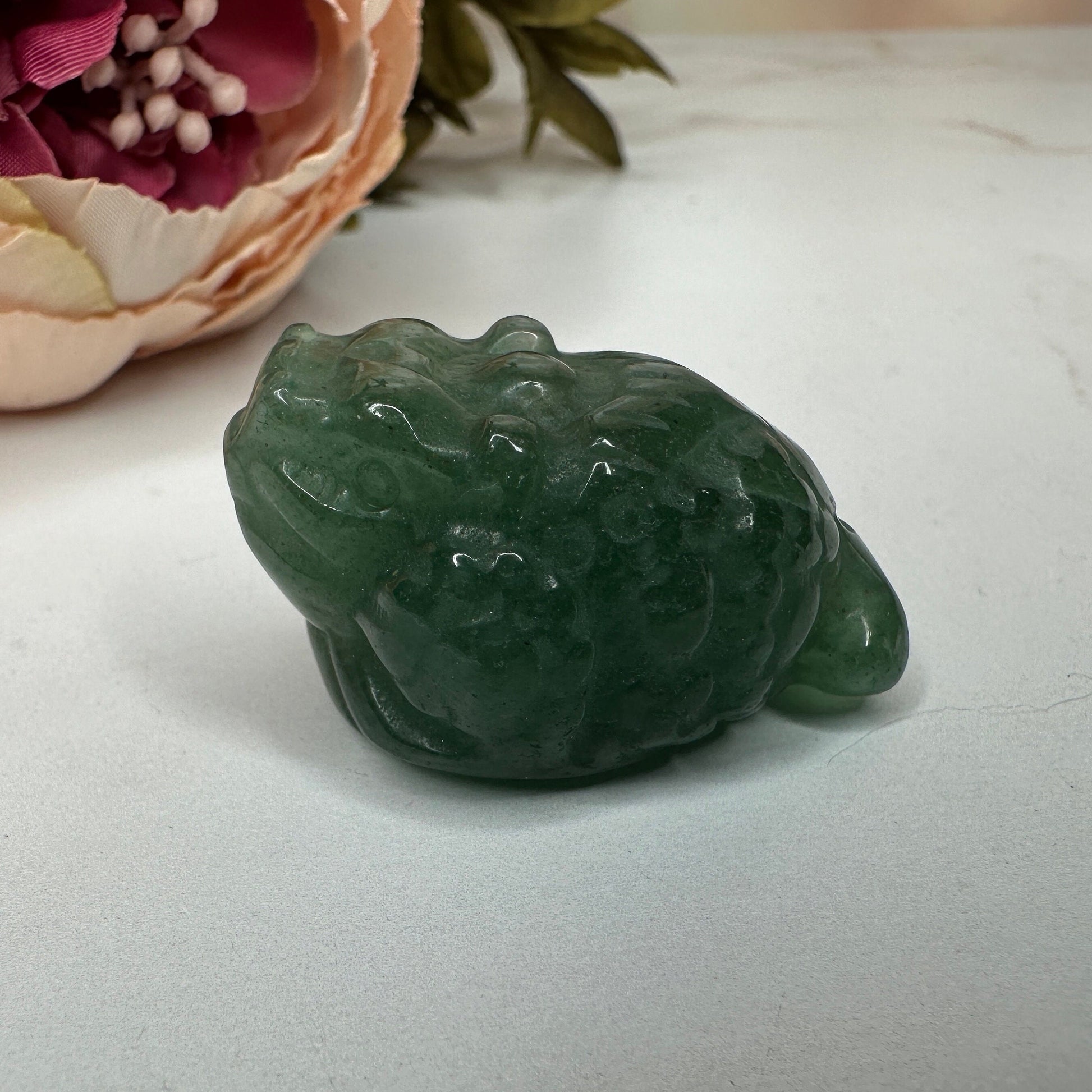 Mini Money Toad in Green Aventurine Master Carved | Pocket size