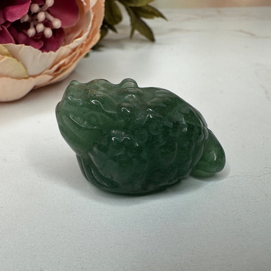 Mini Money Toad in Green Aventurine Master Carved | Pocket size