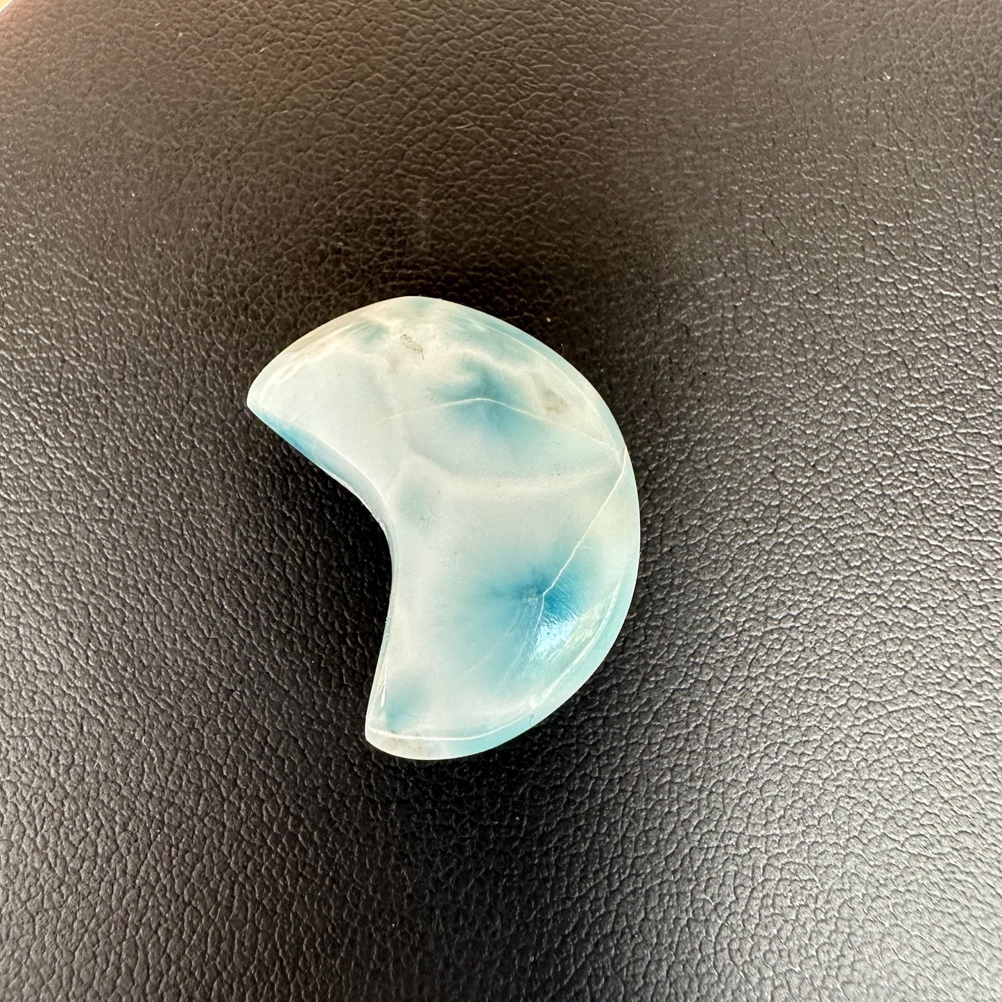 Gorgeous Larimar Moon Carving High-Quality Grade From The Dominican Republic | Tucson Gem Show Exclusive