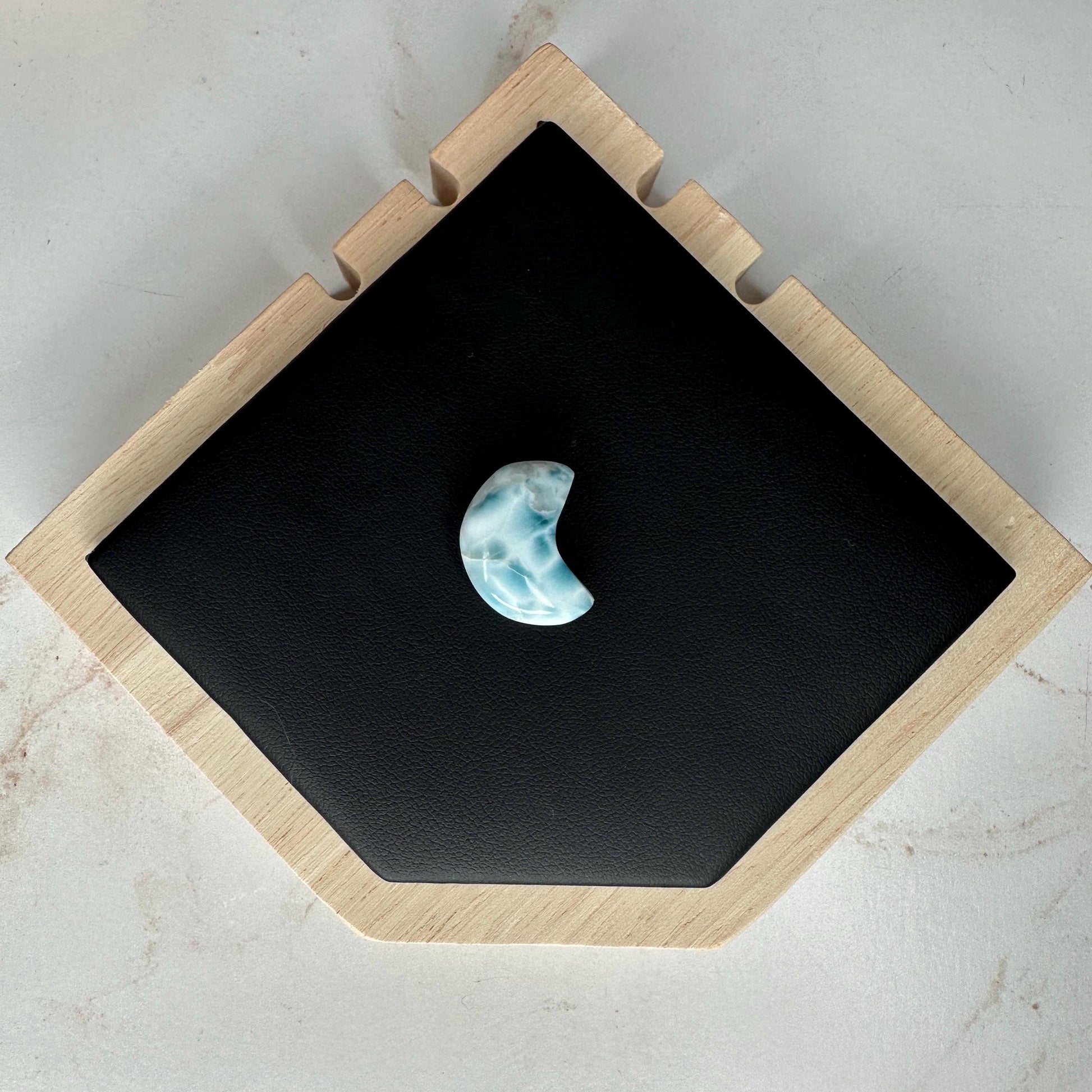 Gorgeous Larimar Moon Carving High-Quality Grade From The Dominican Republic | Tucson Gem Show Exclusive